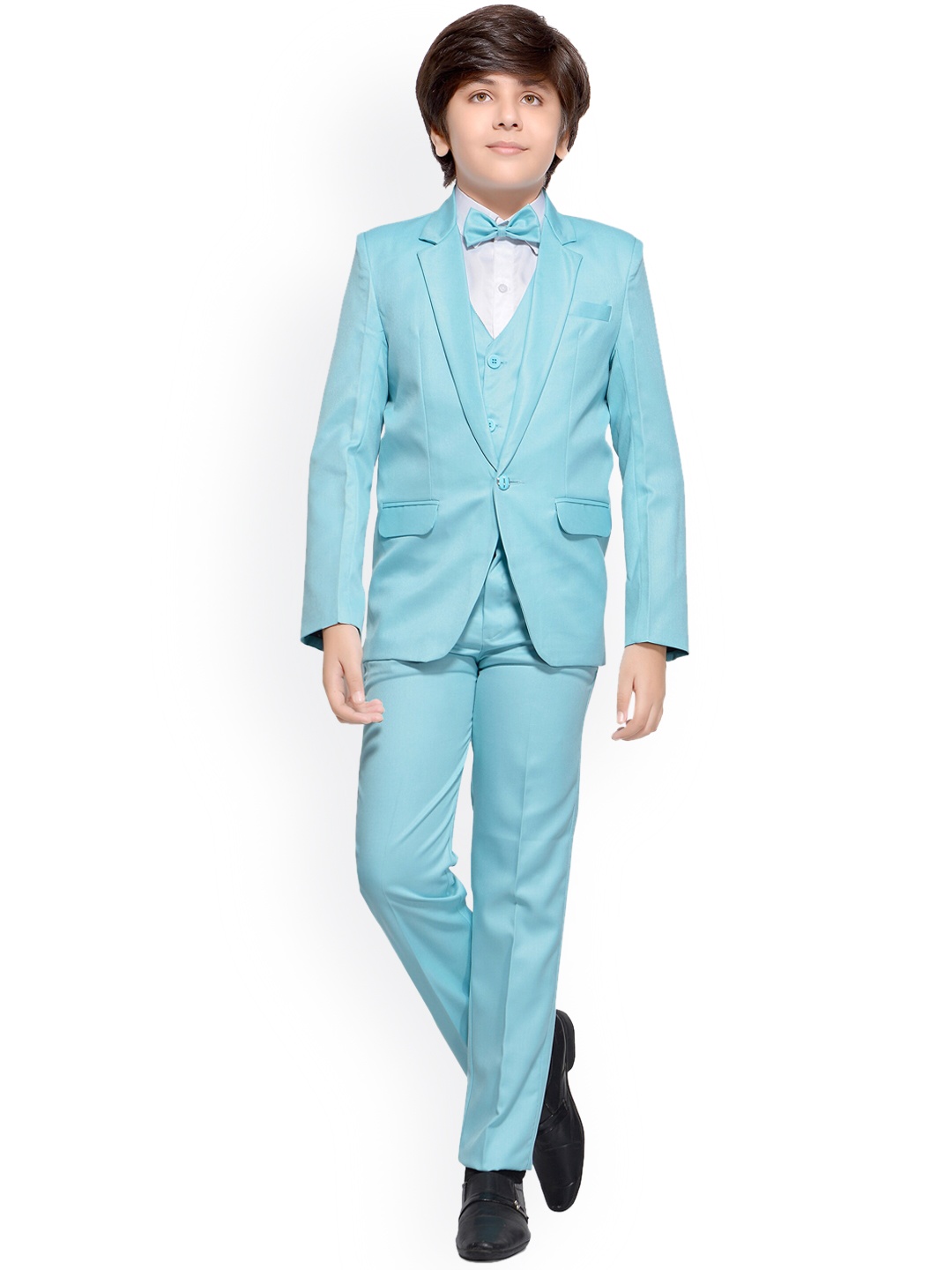 

Jeetethnics Boys Blue Solid 5-Piece Single-Breasted Partywear Suit