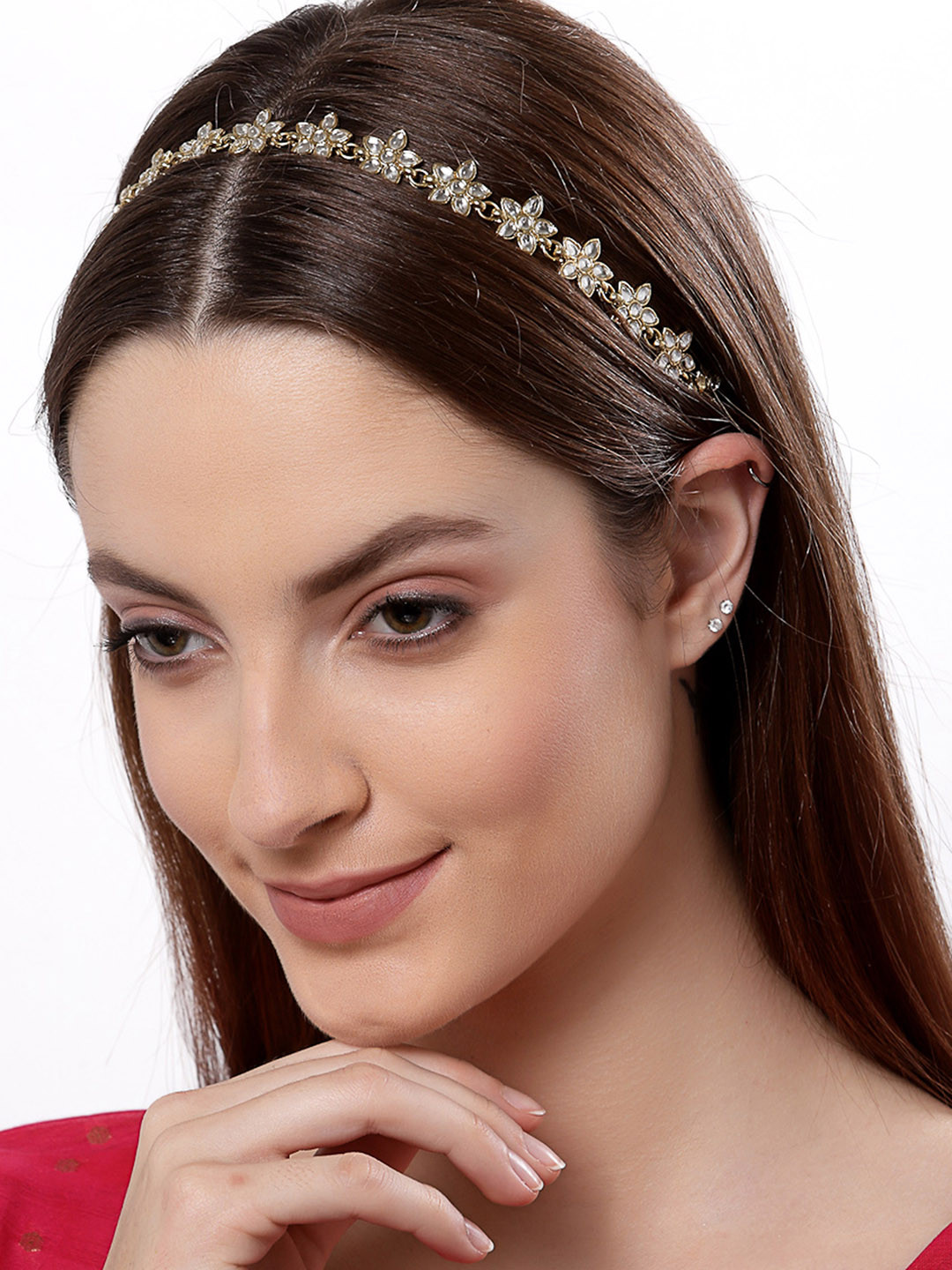 

KARATCART Women Gold-Toned & White Embellished Hairband