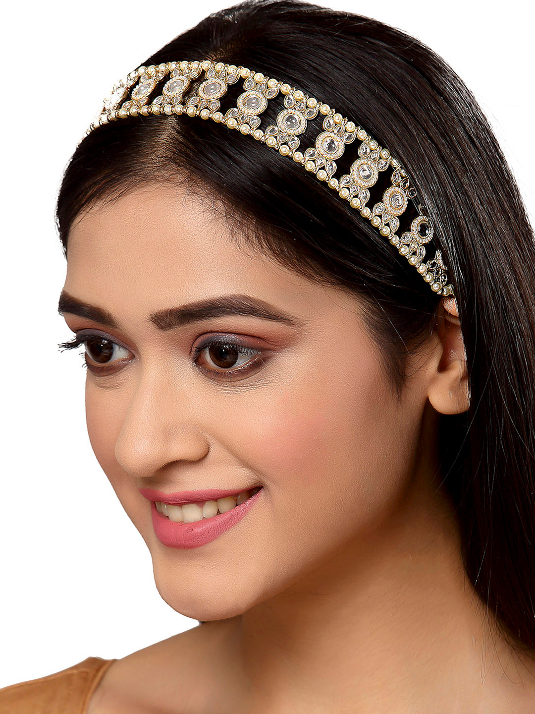 

KARATCART Women Gold-Toned & White Embellished Hairband