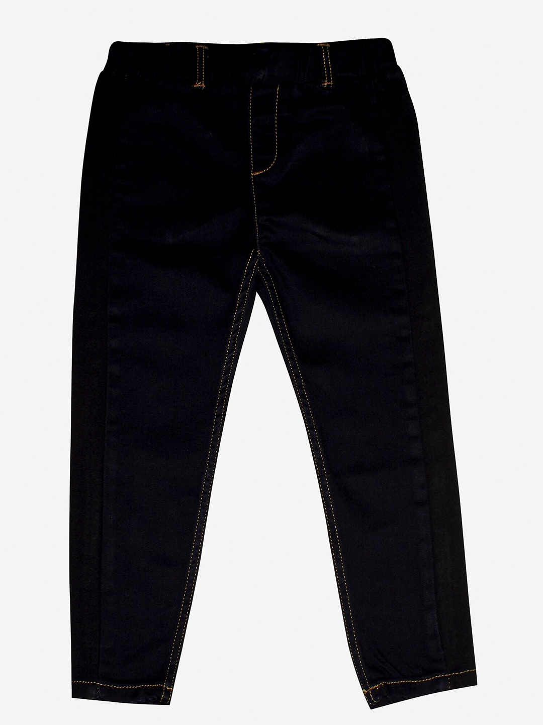 

KiddoPanti Girls Navy Blue Solid Denim Jeggings