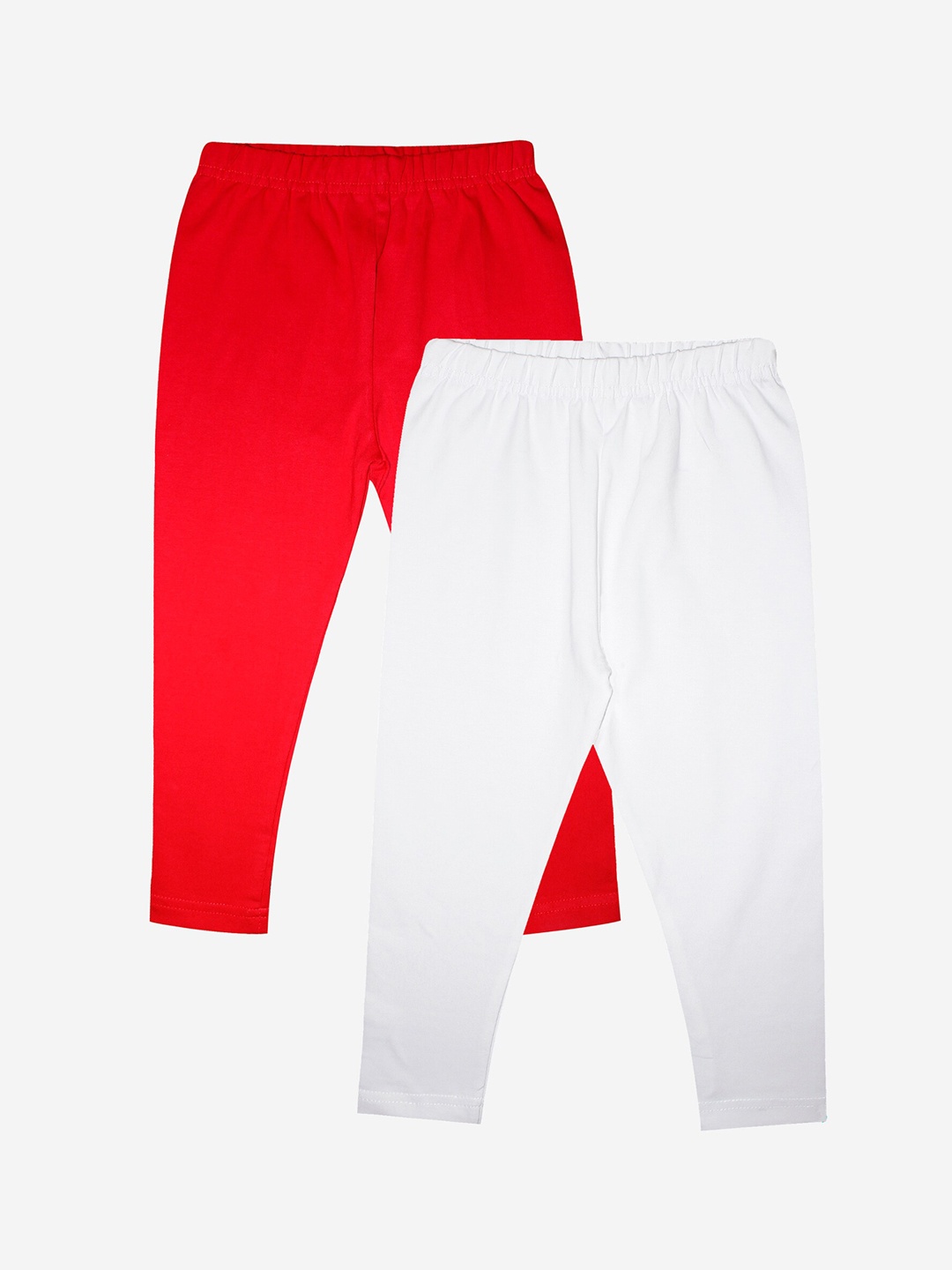

KiddoPanti Girls Pack Of 2 Cotton Ankle-Length Leggings, Red