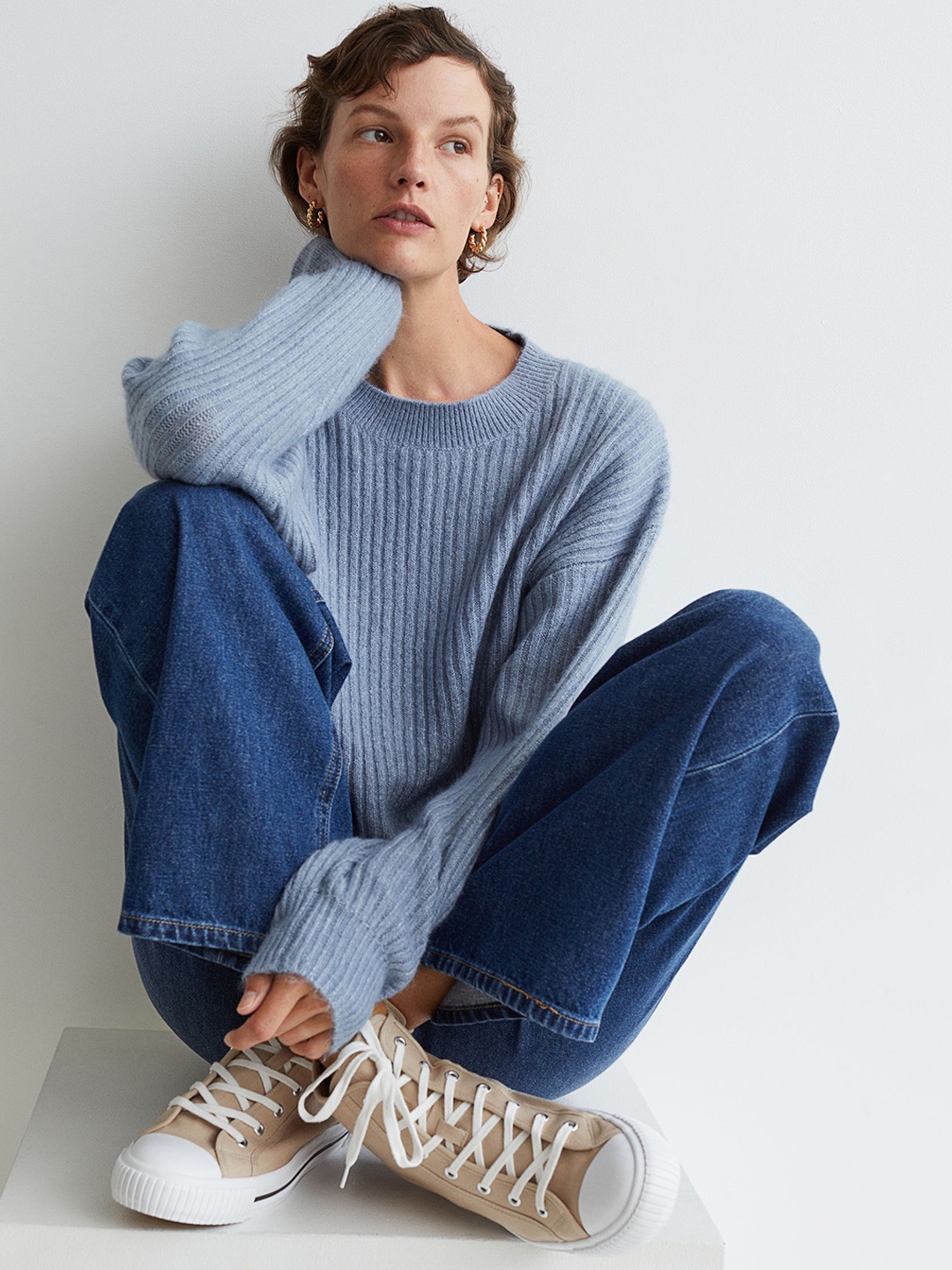 

H&M Women Blue Knitted Jumper