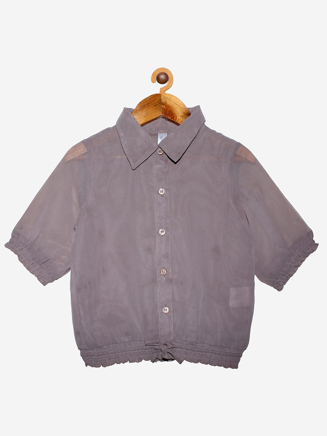 

KiddoPanti Brown Georgette Shirt Style Top