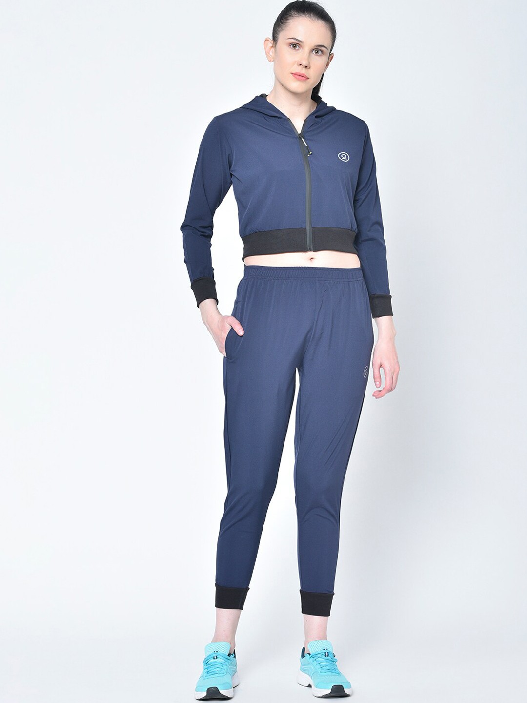 

Chkokko Women Navy Blue Solid Sports Tracksuit