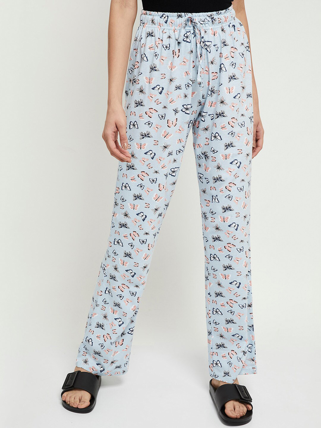 

max Women Blue Cotton Printed Lounge Pants