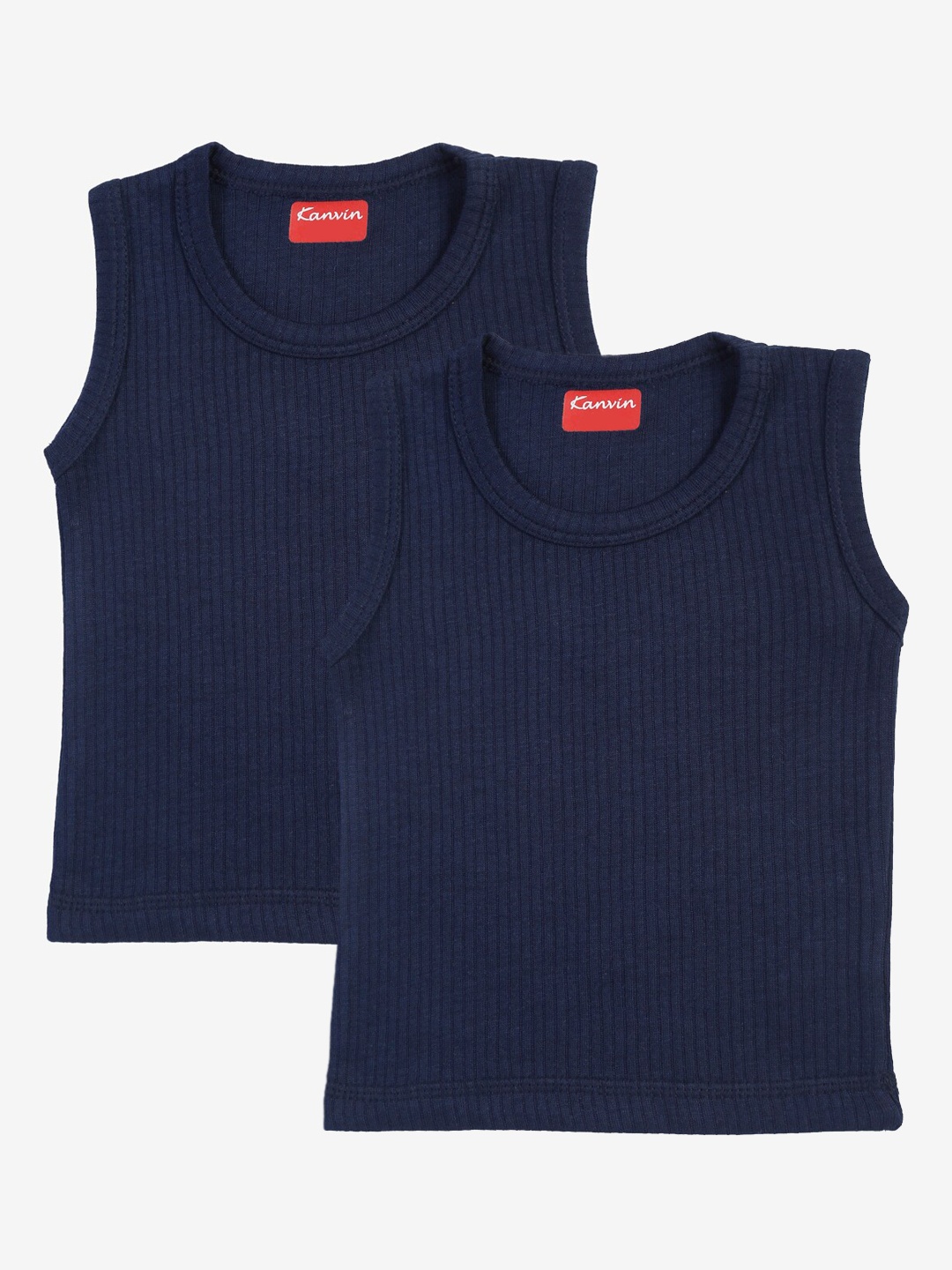 

Kanvin Boys Pack of 2 Ribbed Thermal Vests, Navy blue