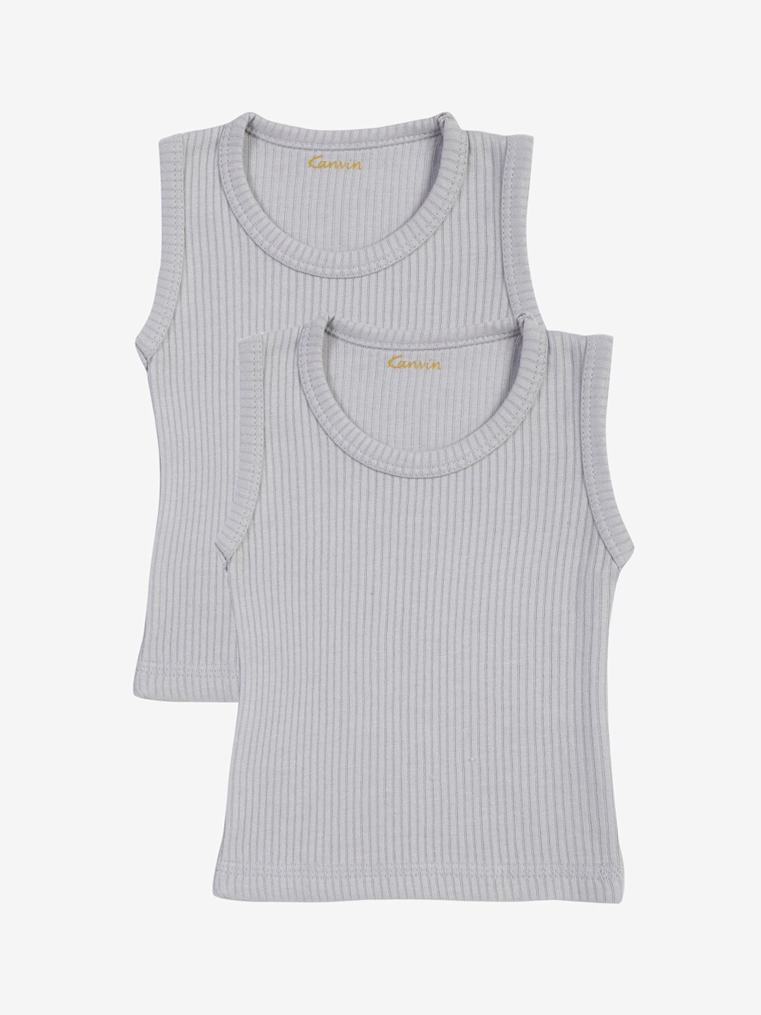 

Kanvin Boys Pack Of 2 Grey Ribbed Thermal Vests