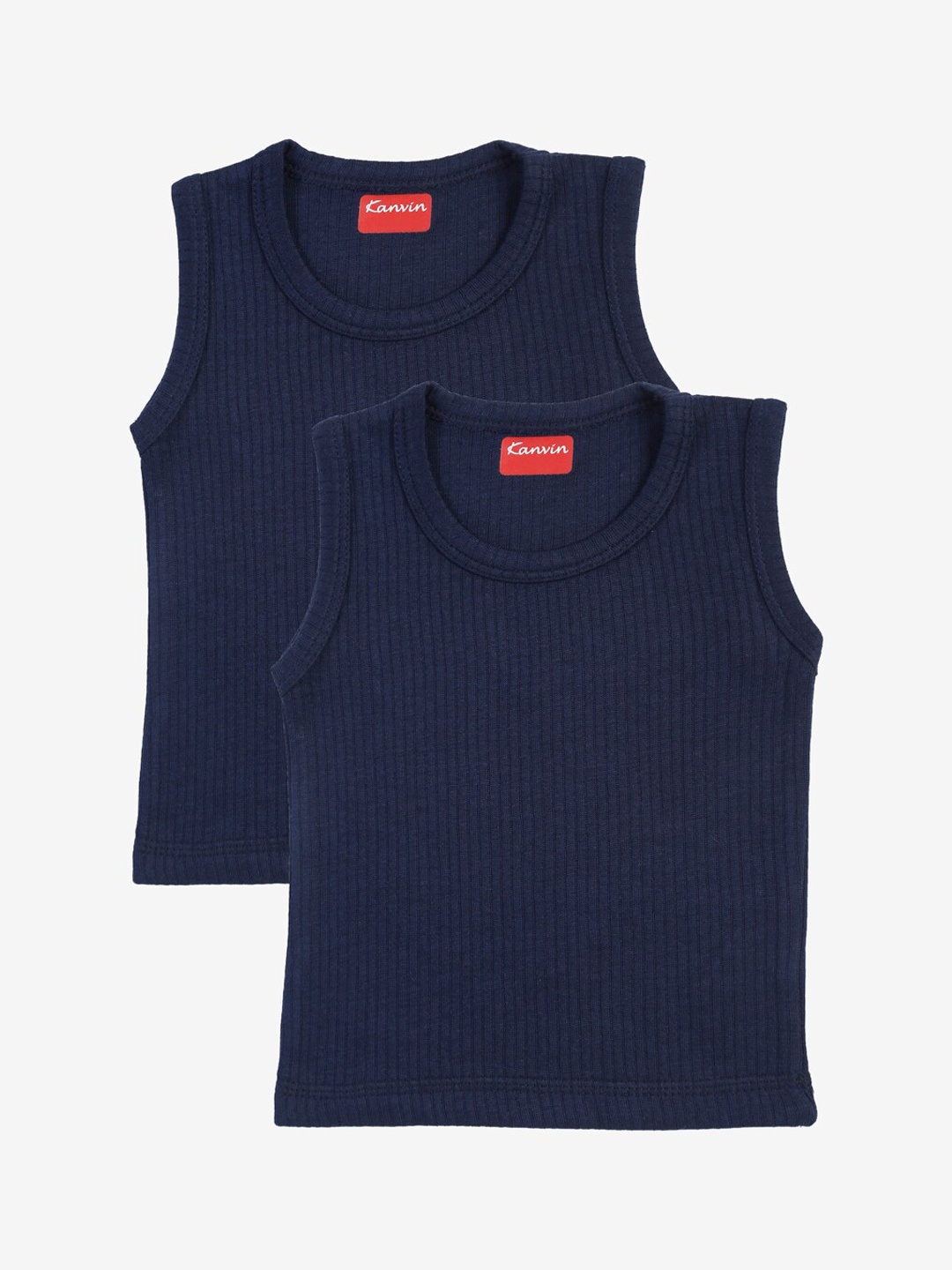 

Kanvin Boys Pack Of 2 Navy Blue Ribbed Thermal Vests