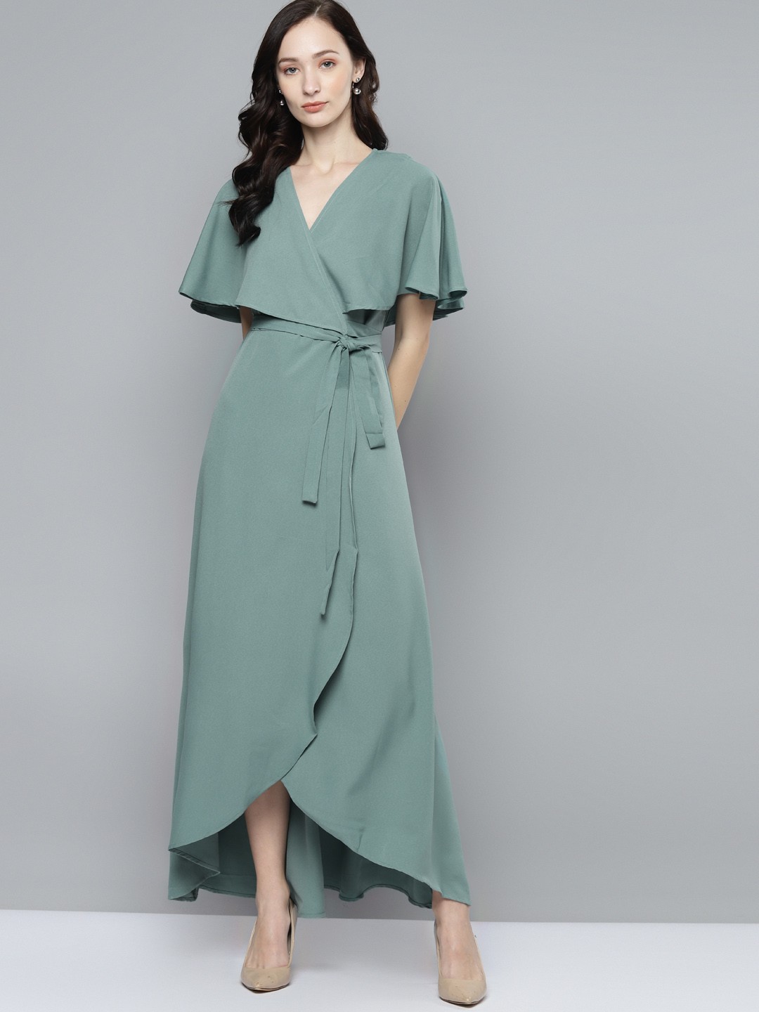 

Femella Women Green Solid Maxi Dress