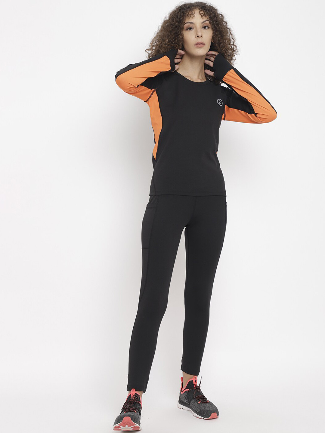 

Chkokko Women Black Zipper Anti-Micro Bacterial Tracksuit