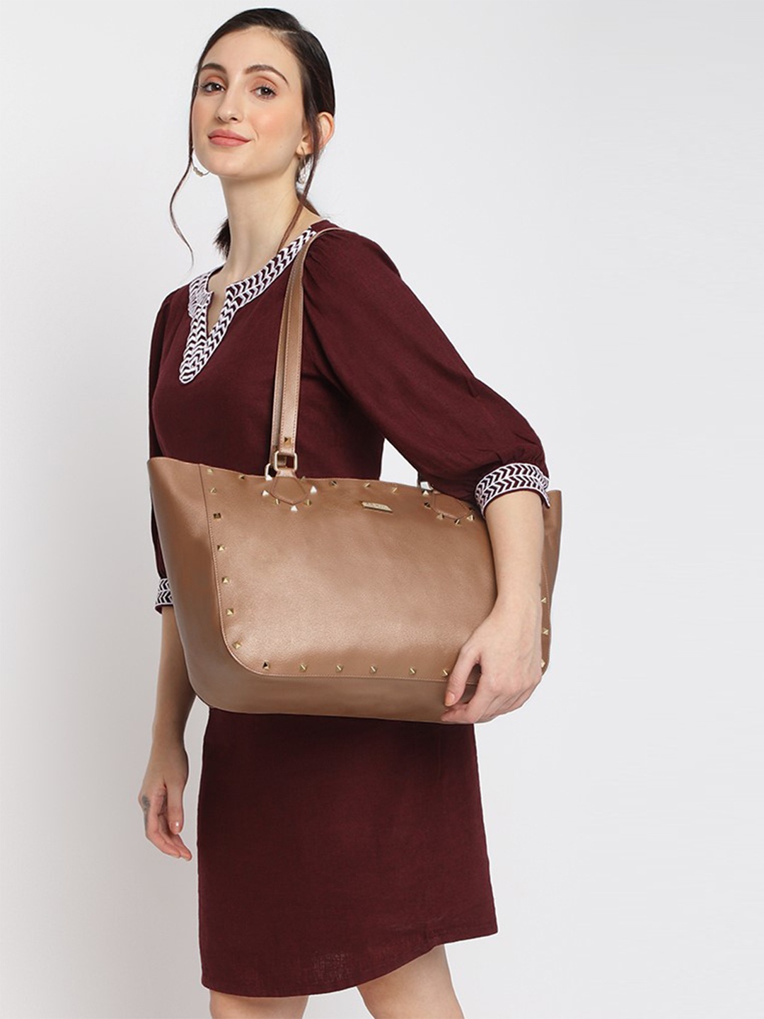 

KLEIO Oversized Studded Shopper Bag, Peach