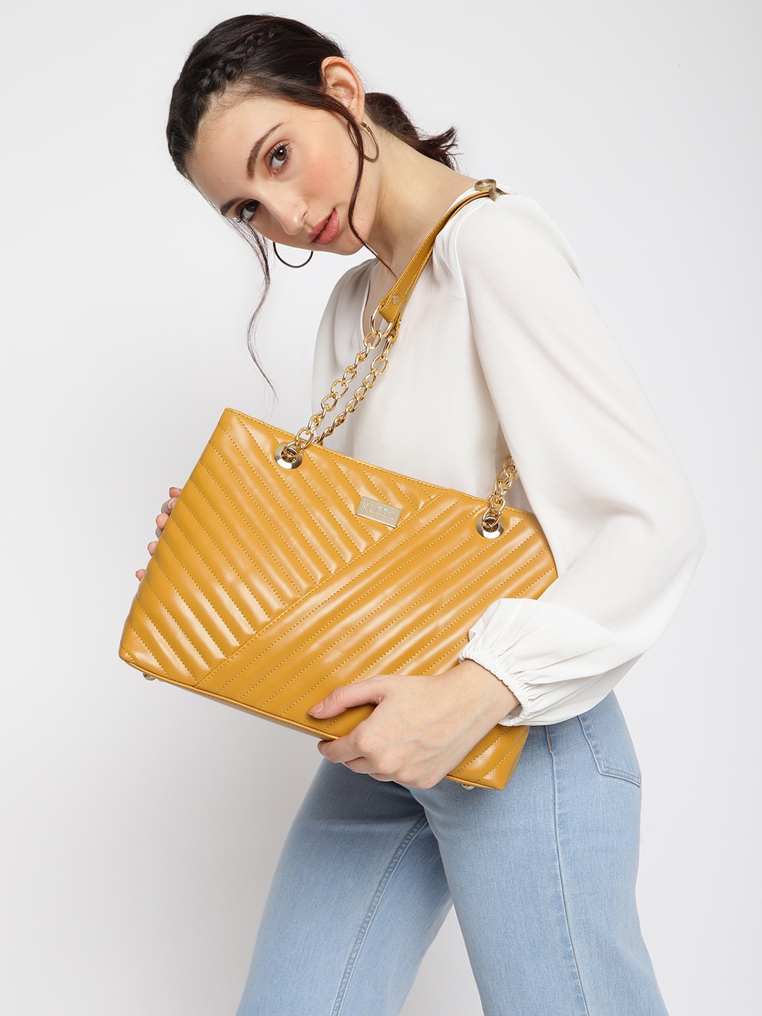 

KLEIO Quilted Tote Shoulder Bag, Mustard