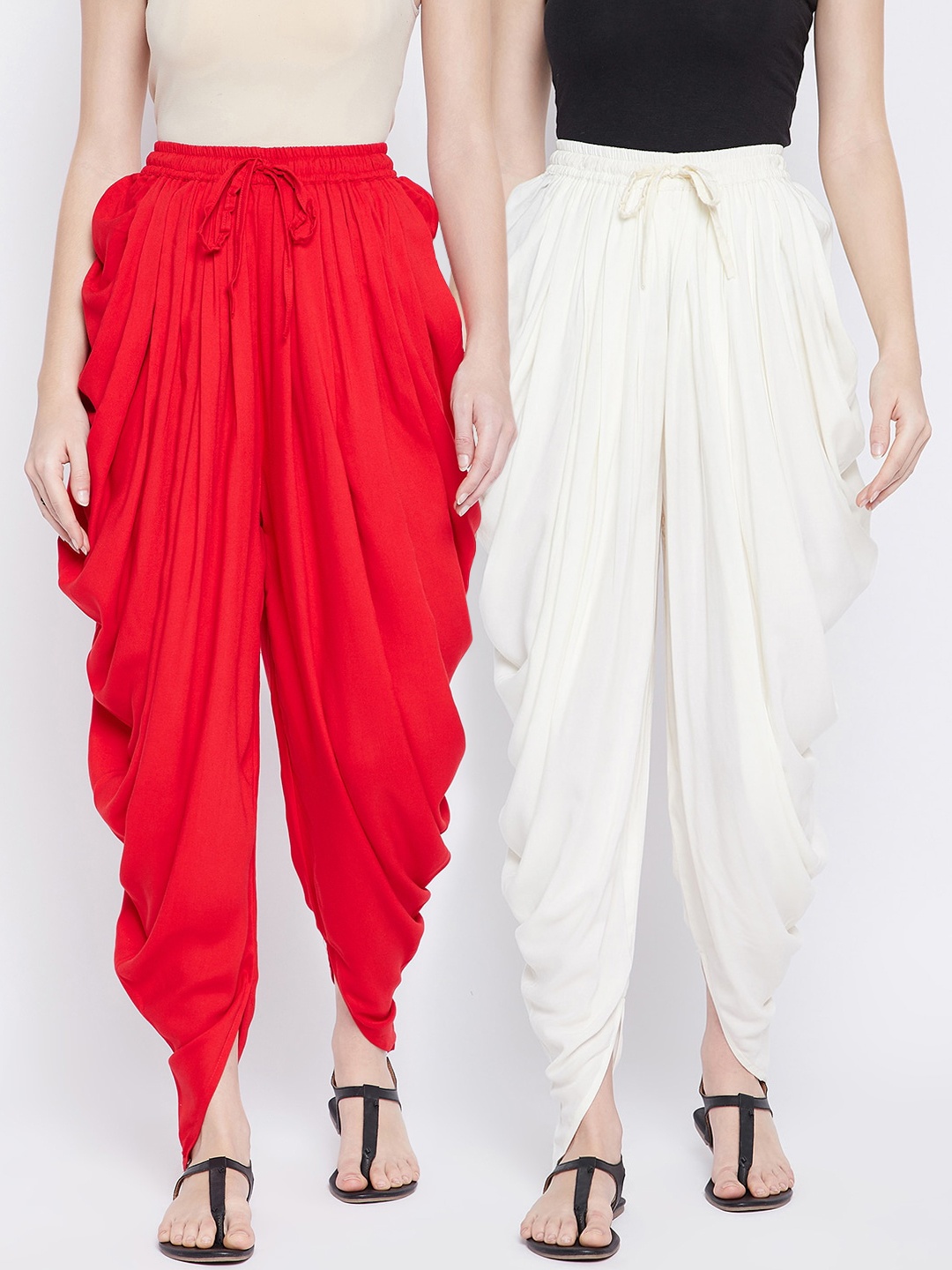 

TULIP 21 Women Pack Of 2 Solid Dhoti, Red