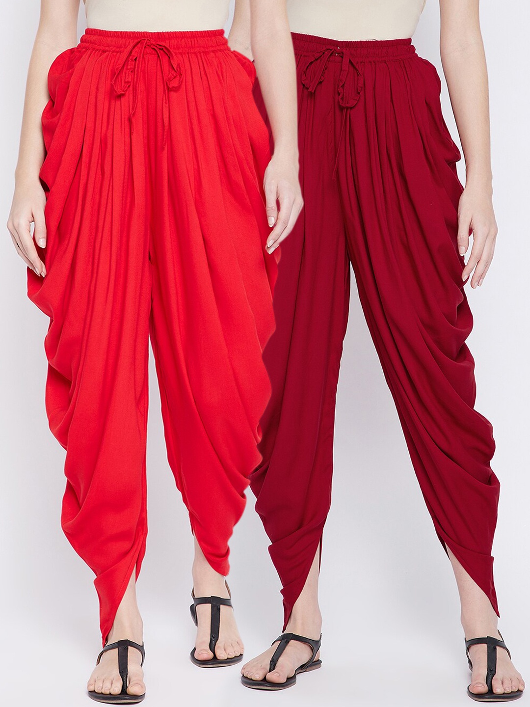 

TULIP 21 Women Pack Of 2 Solid Dhoti, Maroon