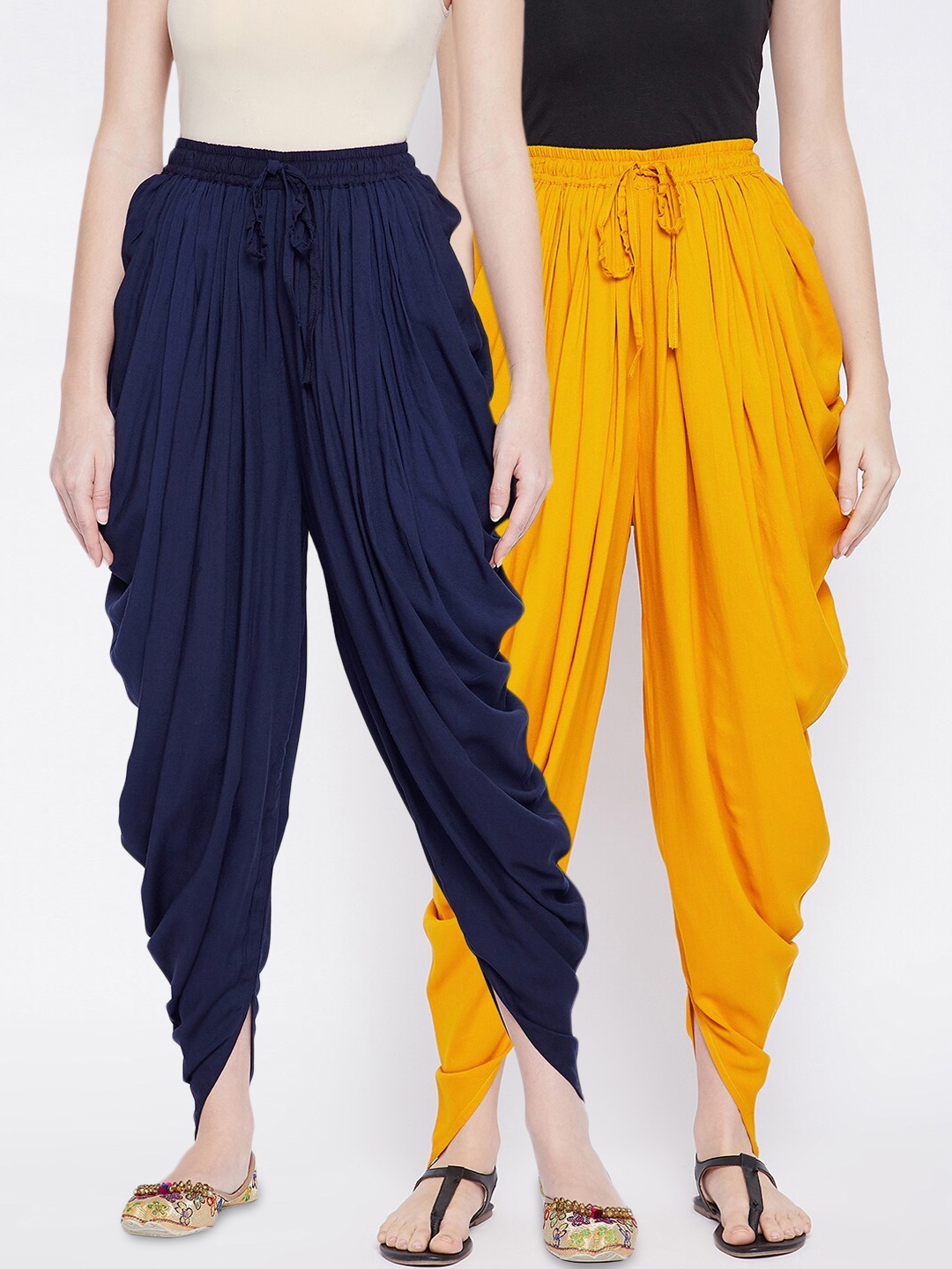 

TULIP 21 Women Pack Of 2 Solid Dhoti Pants, Mustard