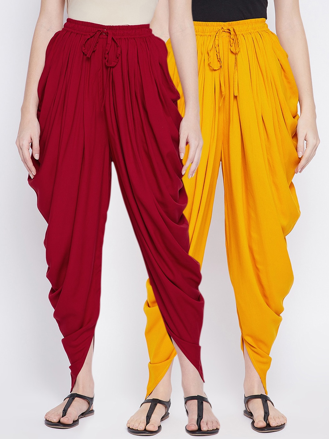 

TULIP 21 Women Pack Of 2 Solid Dhotis, Mustard