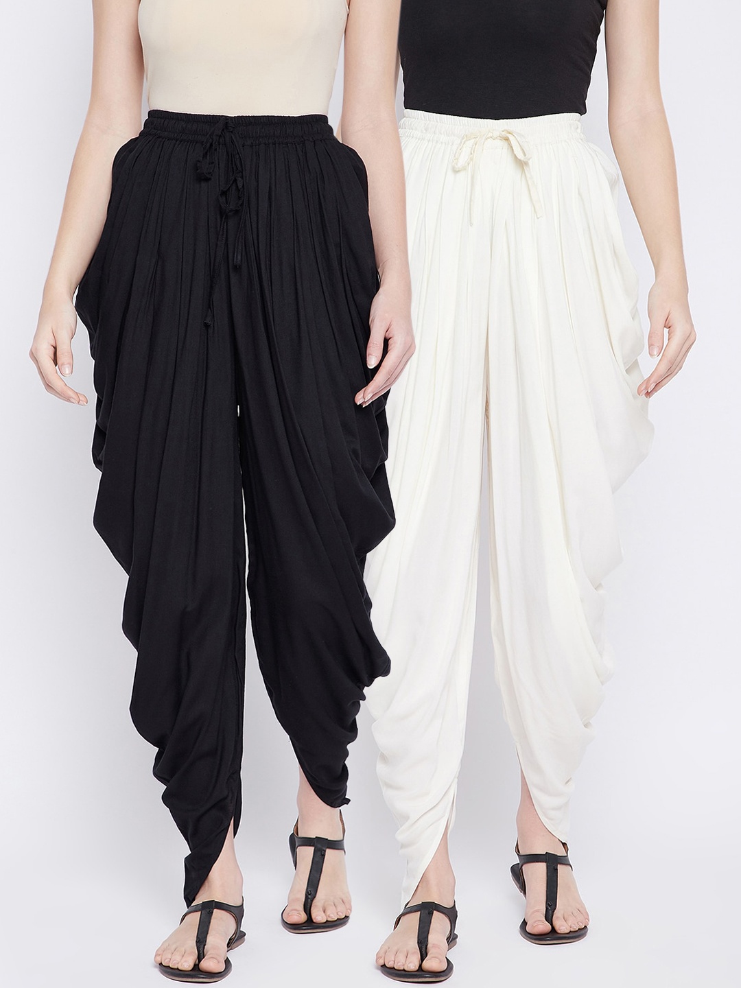 

TULIP 21 Women Pack Of 2 Solid Dhoti Pants, Off white