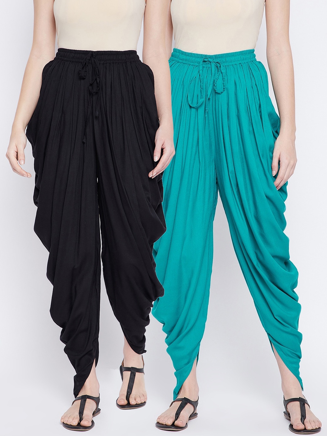 

TULIP 21 Women Pack Of 2 Solid Dhoti Pants, Turquoise blue