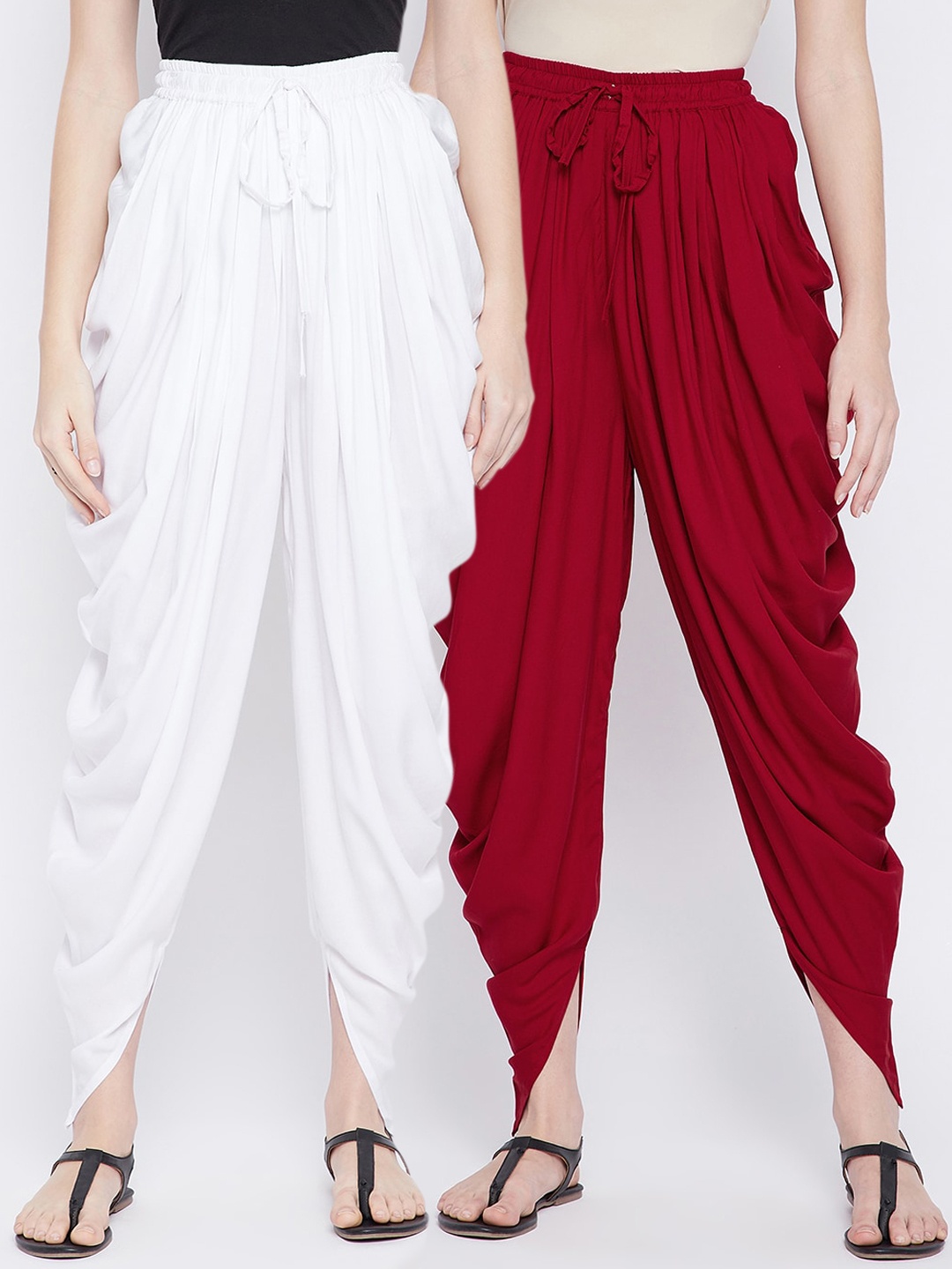 

TULIP 21 Women Pack Of 2 Solid Dhoti Pants, Maroon