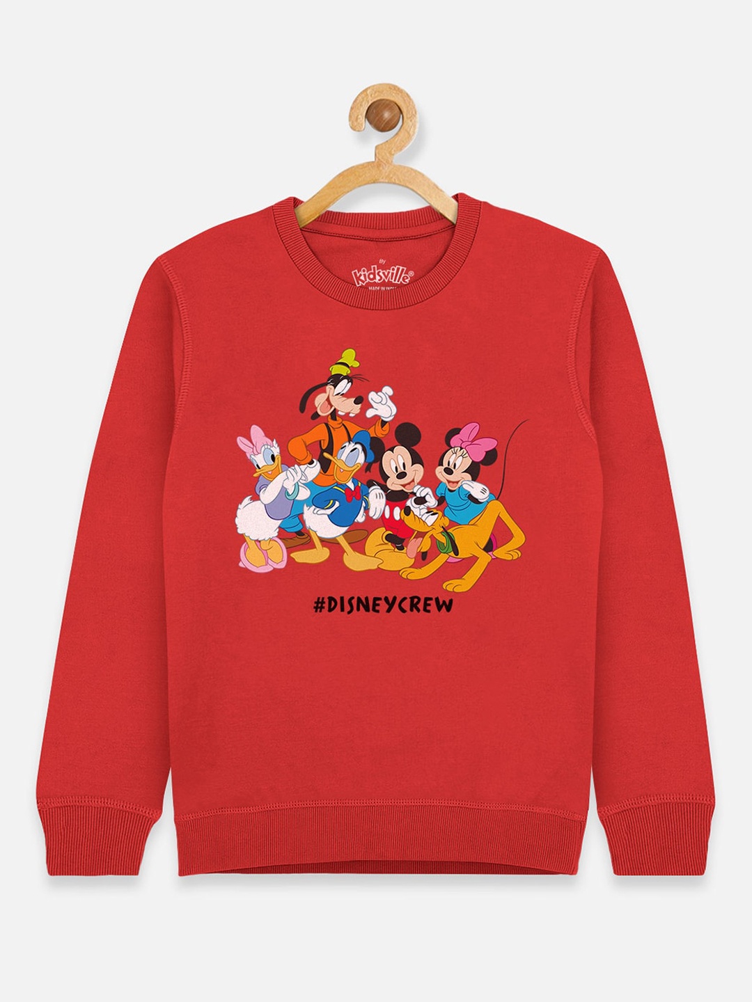 

Kids Ville Mickey & Friends Girls Red Printed Cotton Sweatshirt