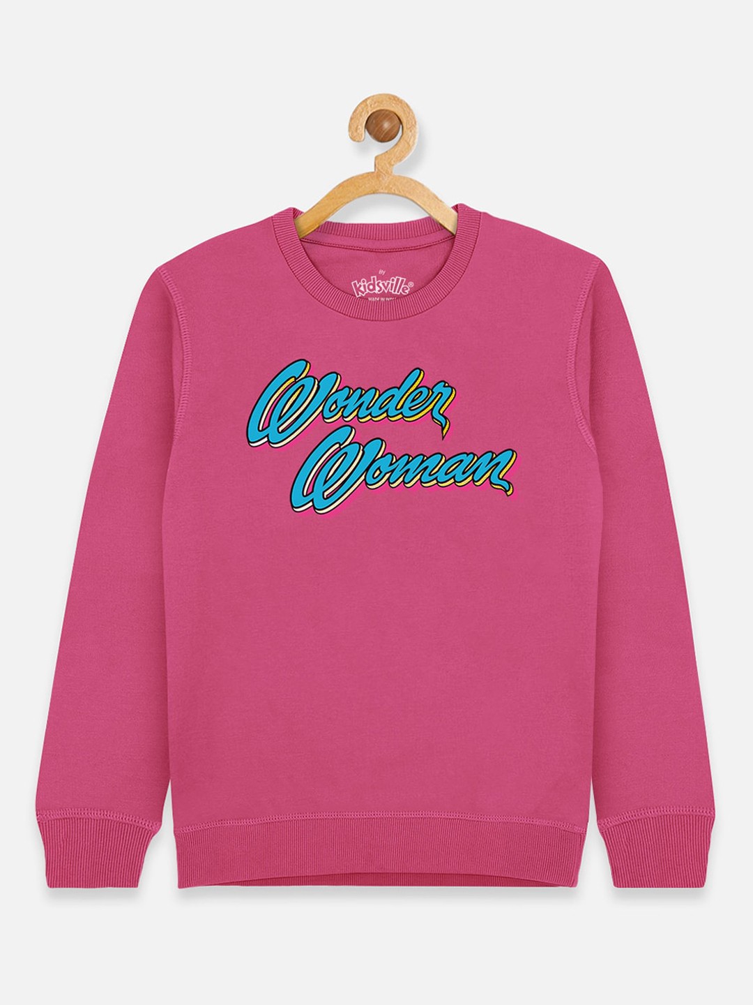 

Kids Ville Girls Pink & Blue Wonder Woman Printed Sweatshirt