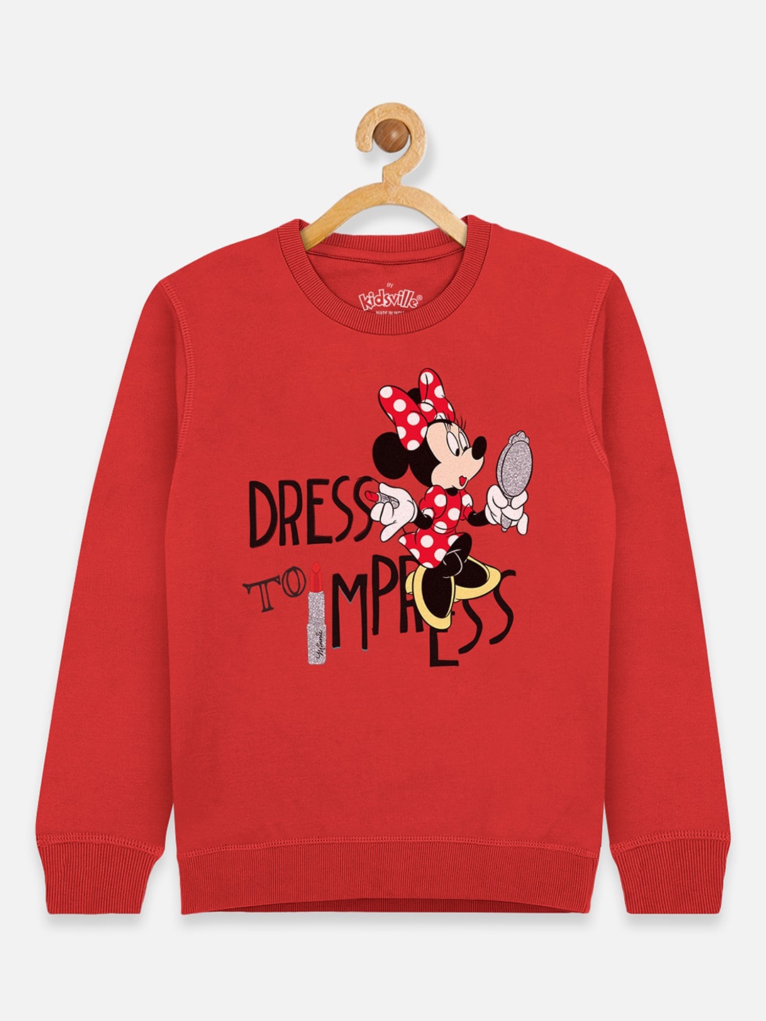 

Kids Ville Mickey & Friends Girls Red & Black Printed Sweatshirt