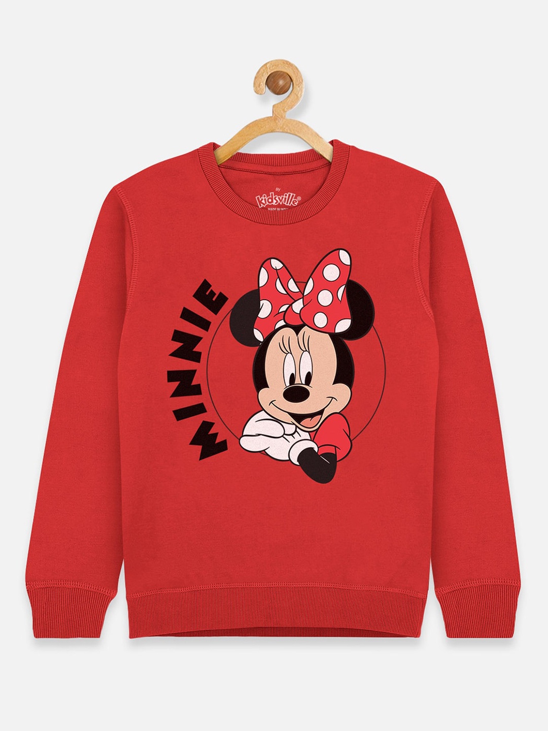 

Kids Ville Mickey & Friends Girls Red & Black Printed Sweatshirt