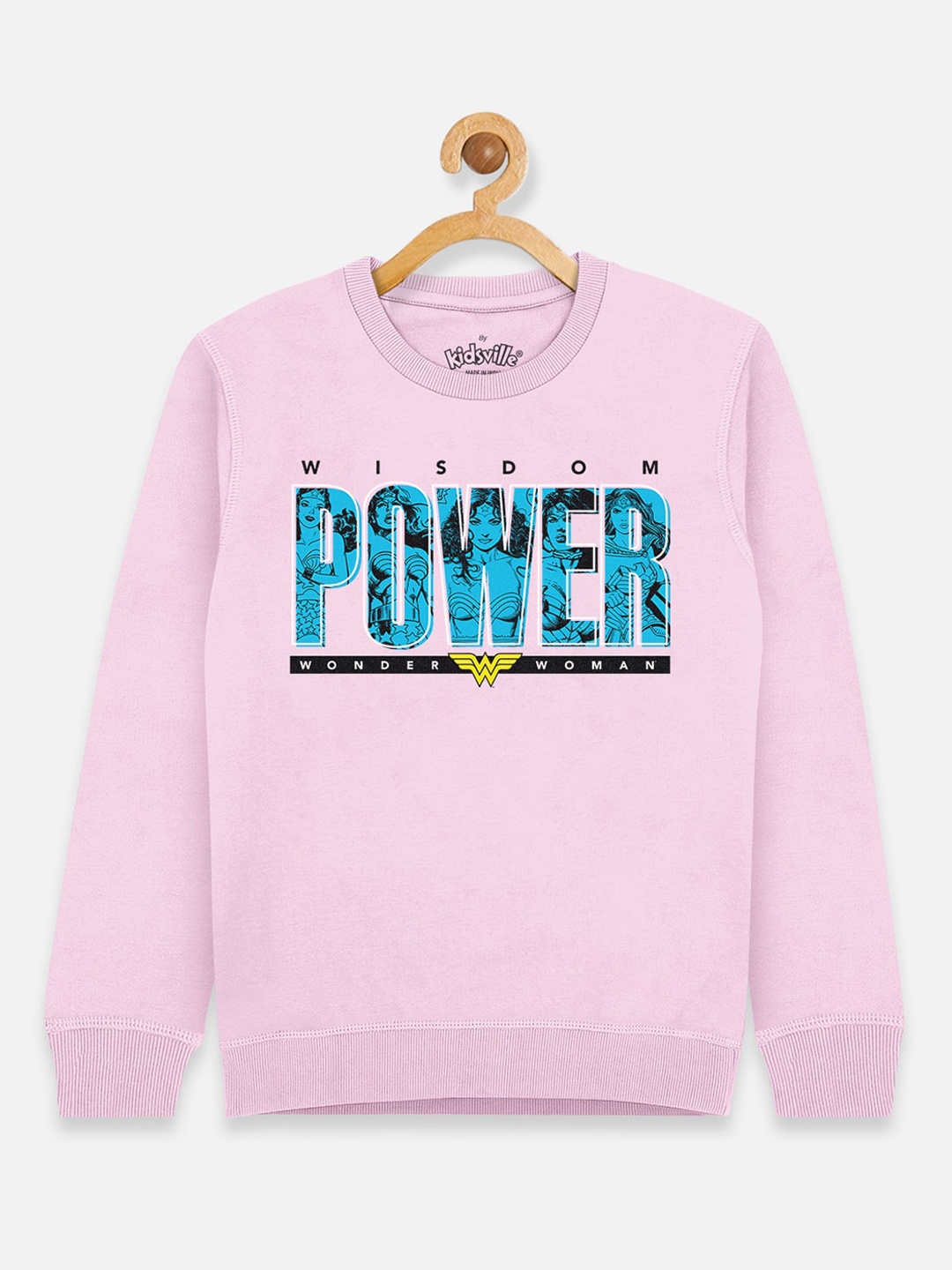 

Kids Ville Girls Pink Wonder Woman Printed Sweatshirt