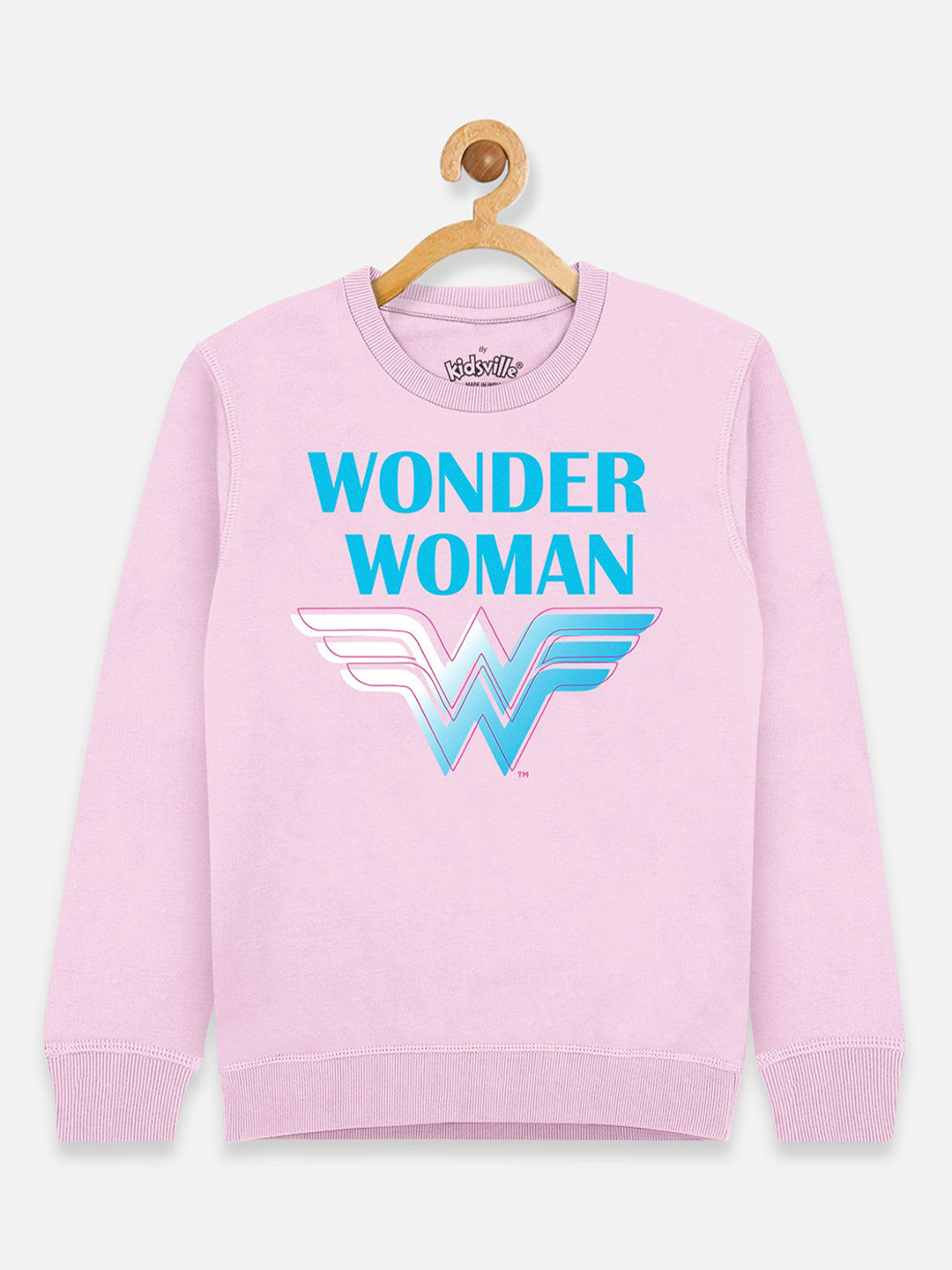 

Kids Ville Girls Pink Wonder Woman Printed Sweatshirt