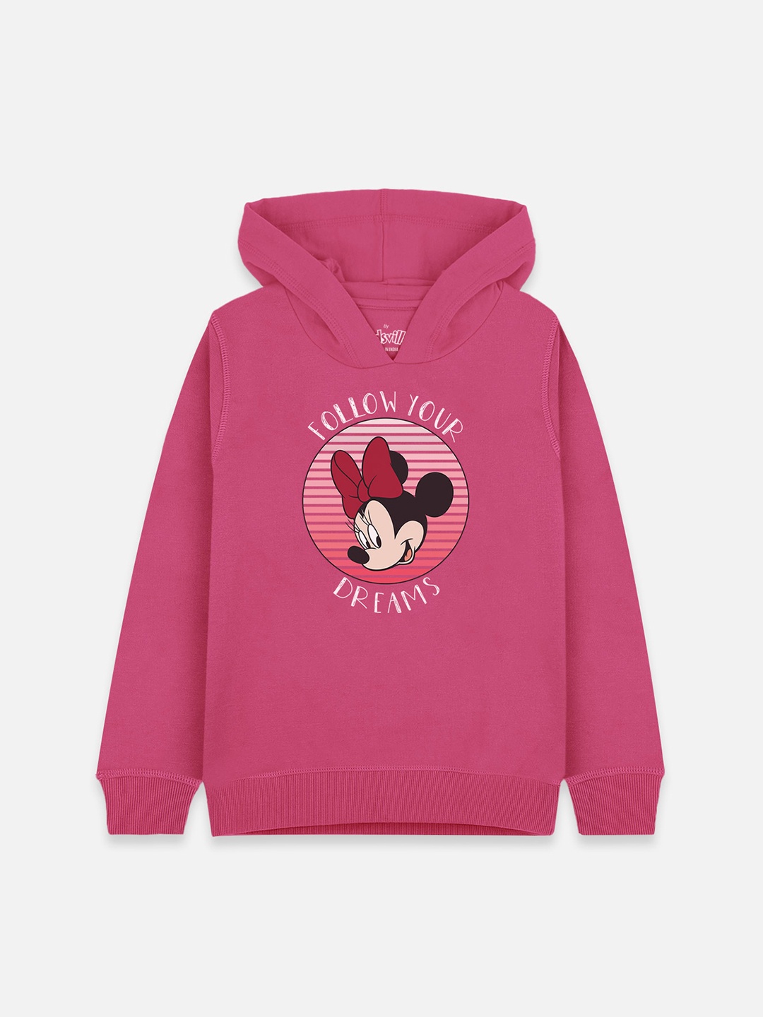 

Kids Ville Girls Pink Mickey & Friends Printed Hooded Sweatshirt