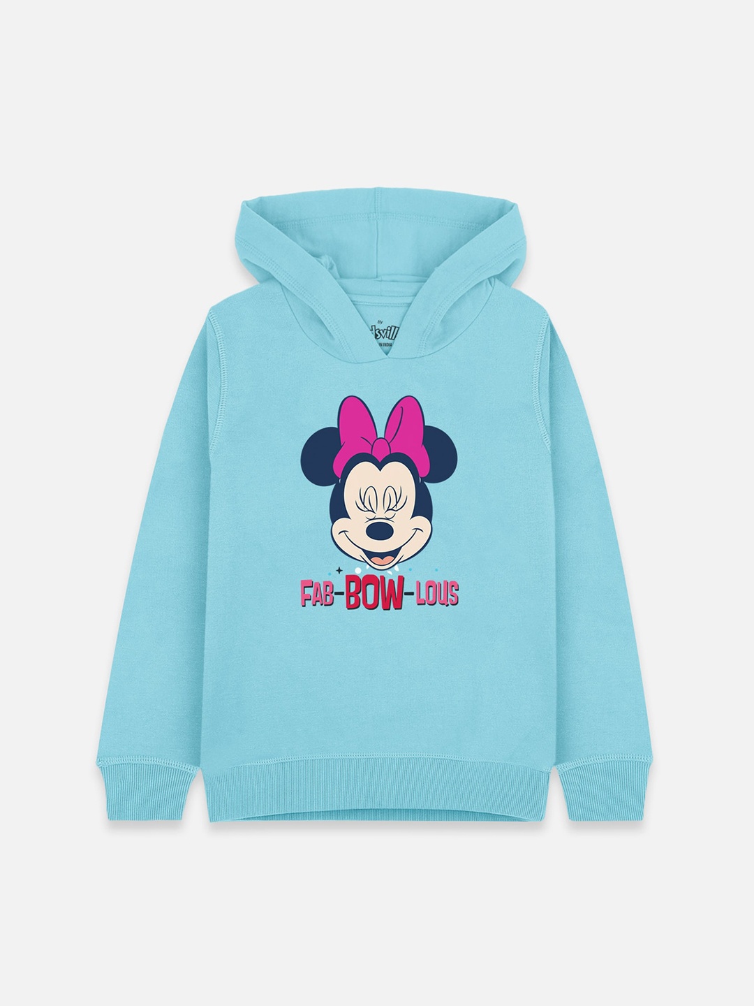 

Kids Ville Girls Blue Minnie Printed Hooded Cotton Sweatshirt