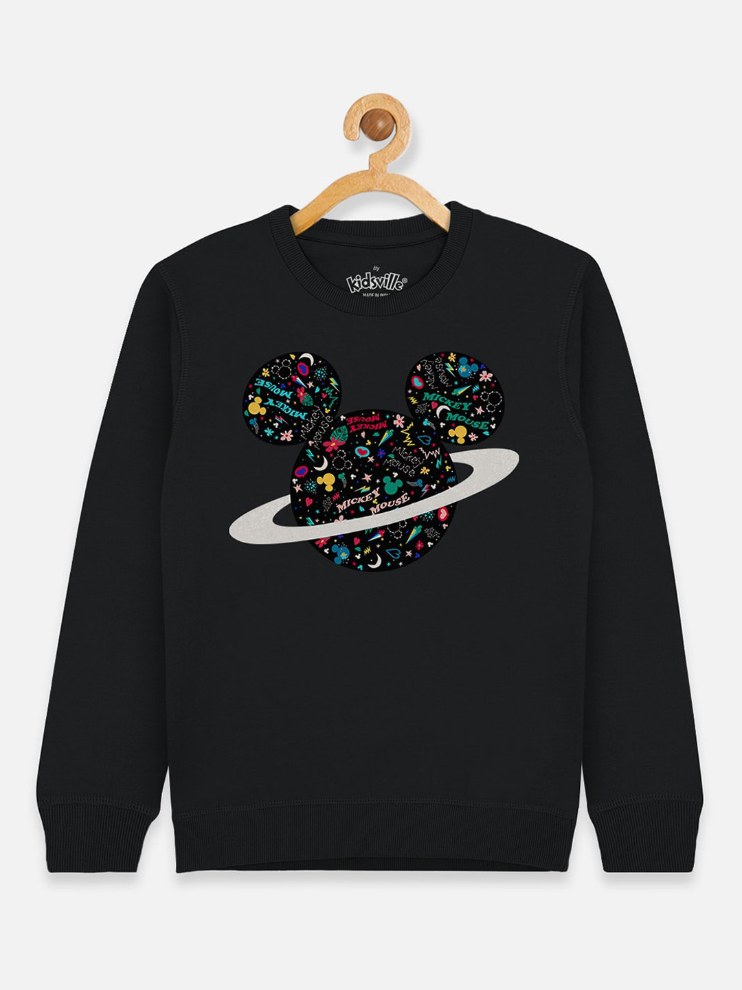 

Kids Ville Mickey & Friends Girls Black Printed Sweatshirt