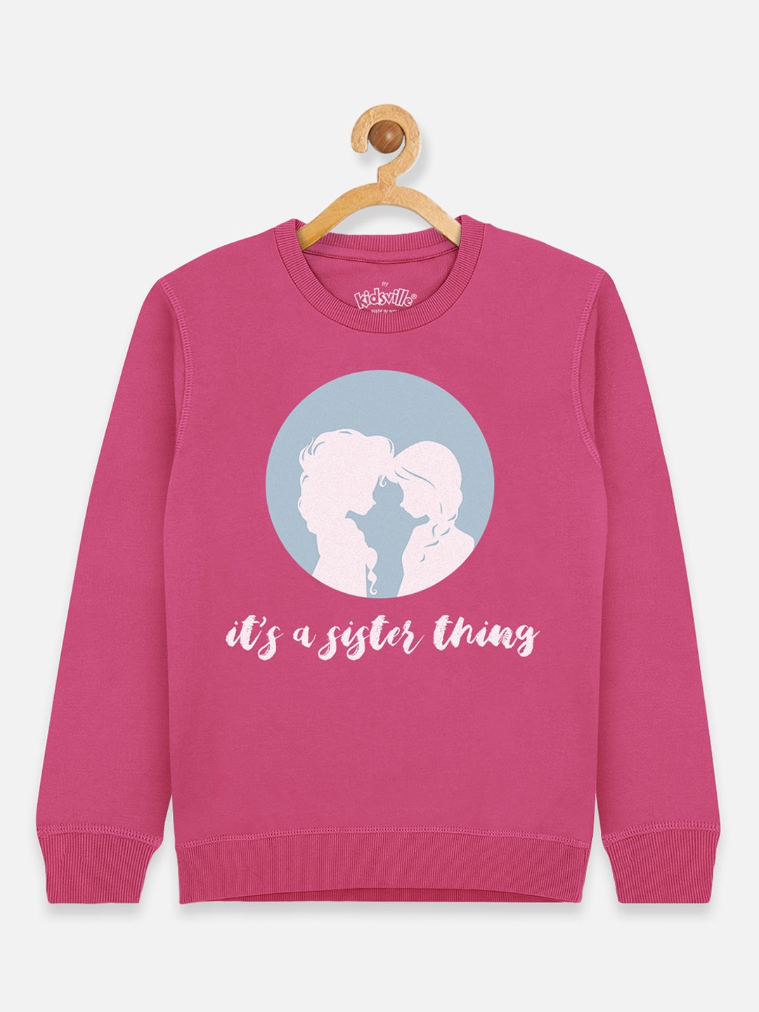 

Kids Ville Girls Pink & Blue Frozen Printed Sweatshirt