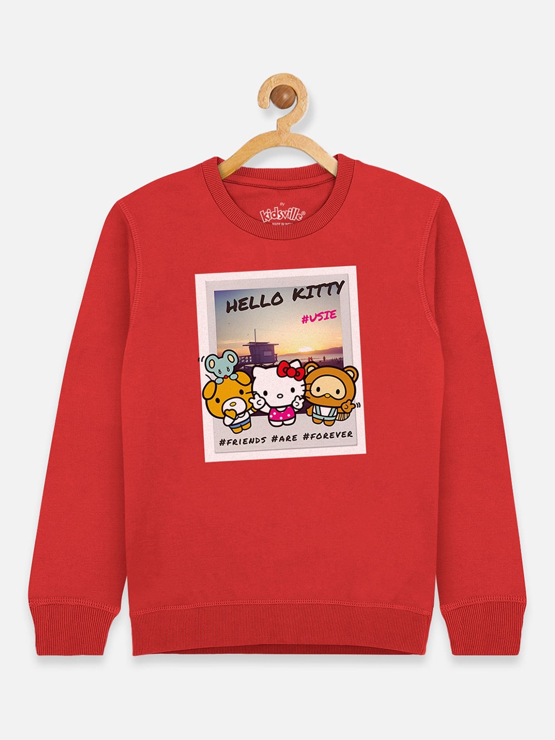 

Kids Ville Girls Red & White Hello Kitty Printed Pullover Sweatshirt