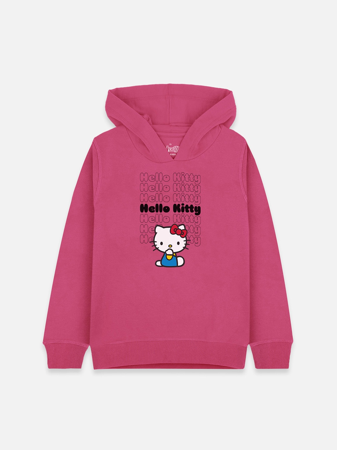 

Kids Ville Girls Pink Hello Kitty Printed Hooded Cotton Sweatshirt