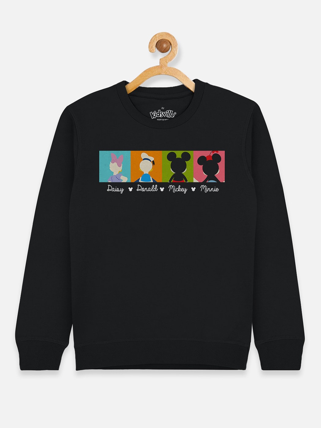 

Kids Ville Mickey & Friends Girls Black Printed Sweatshirt