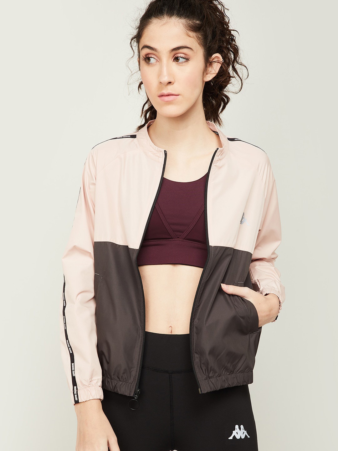 

Kappa Women Peach & Brown Colorrblocked Sporty Jacket