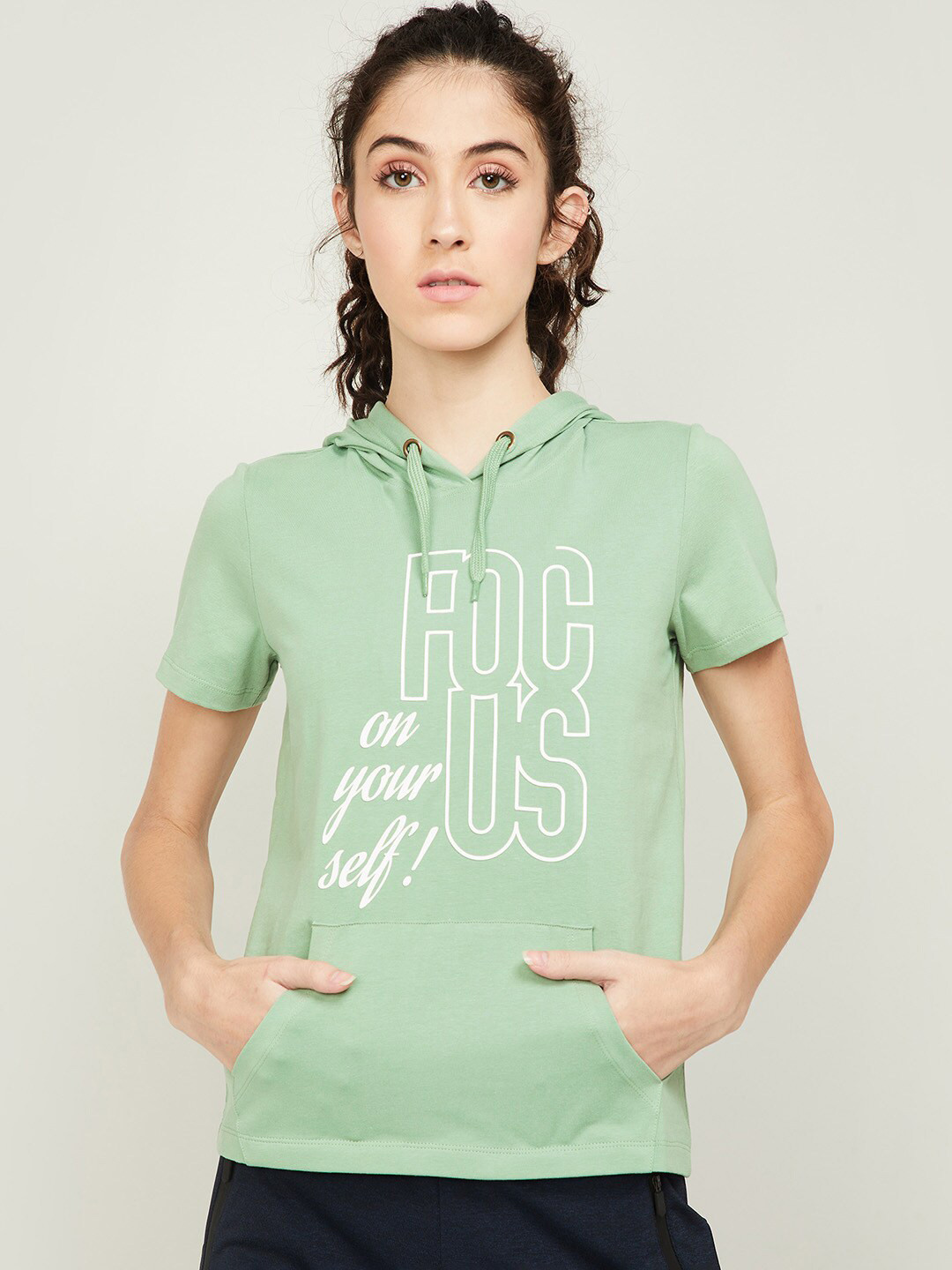 

Kappa Green & White Printed Regular Top