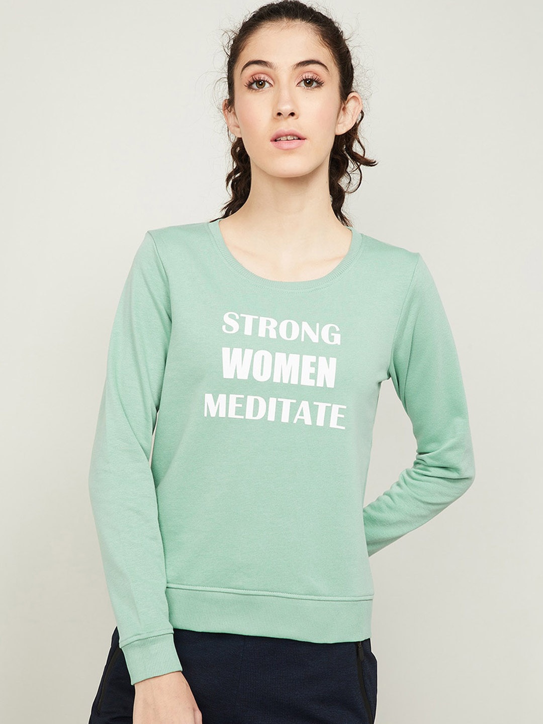 

Kappa Women Green Printed Cotton Sweatshirt