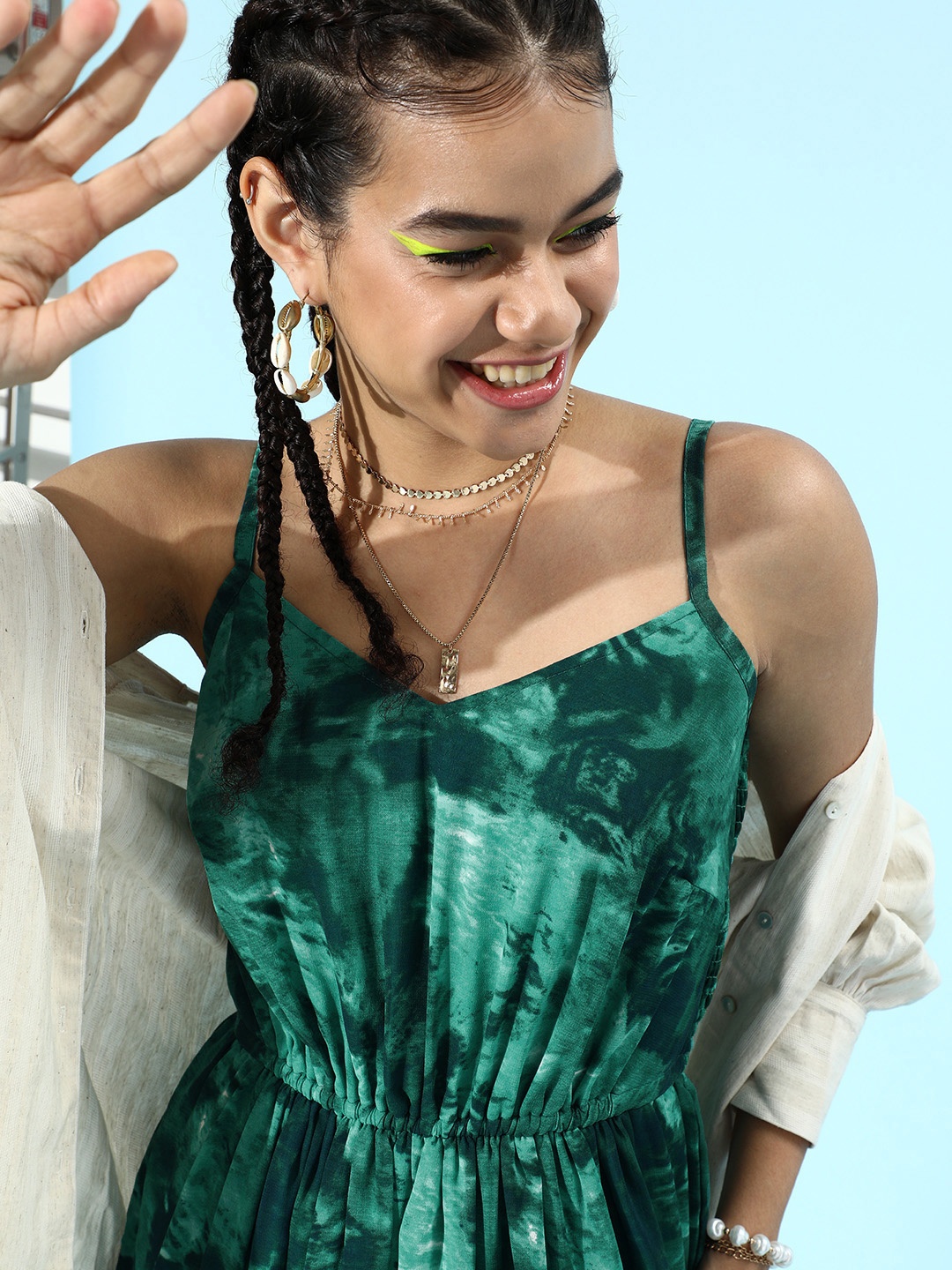 

plusS Women Gorgeous Green Floral Tiered Dress