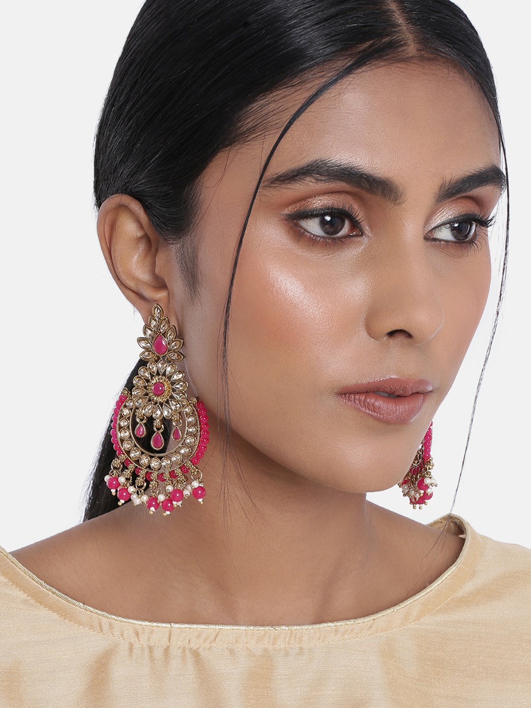 

I Jewels Pink Contemporary Drop Earrings