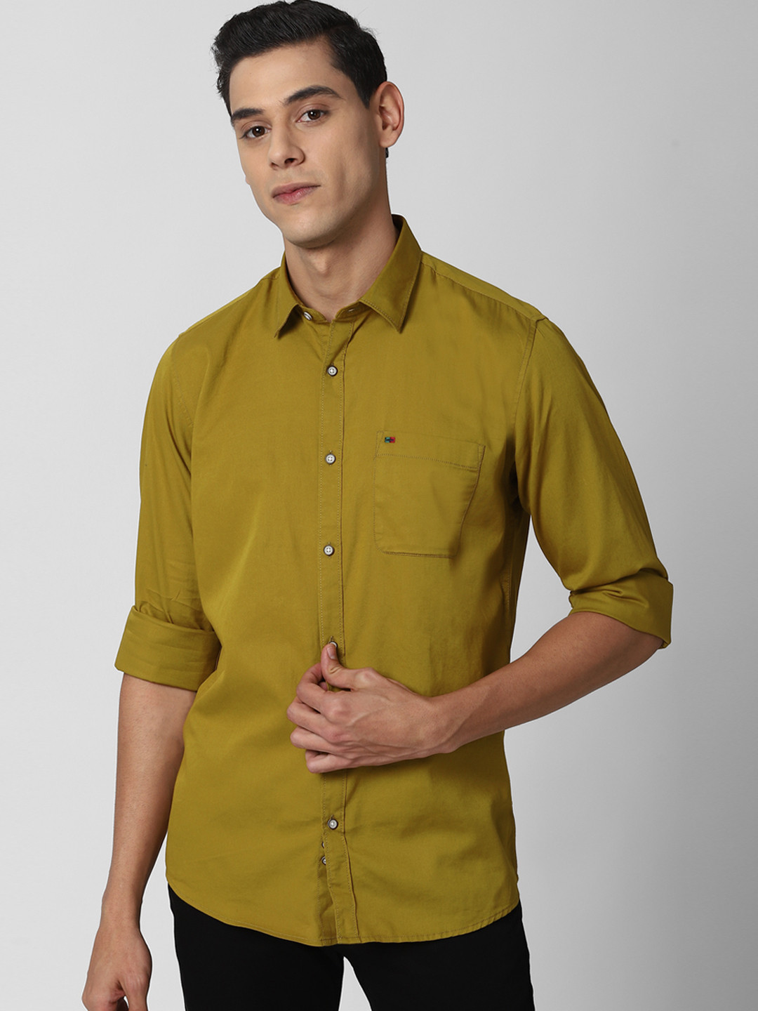 

Peter England Casuals Men Khaki Slim Fit Opaque Casual Pure Cotton Shirt