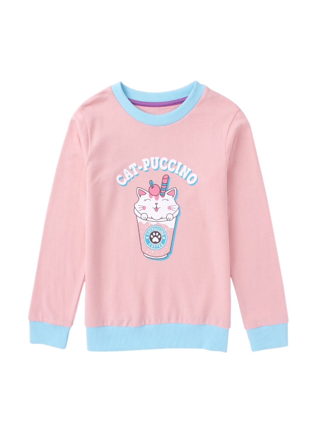 

Cub McPaws Girls Pink & Blue Printed Cotton Sweatshirt