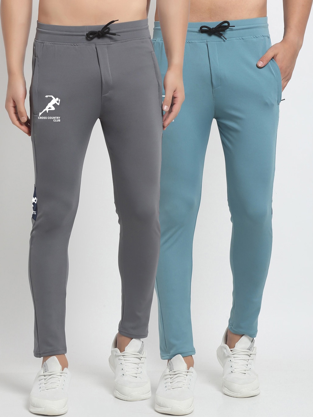 

GRACIT Men Pack Of 2 Solid Slim-Fit Track Pants, Grey