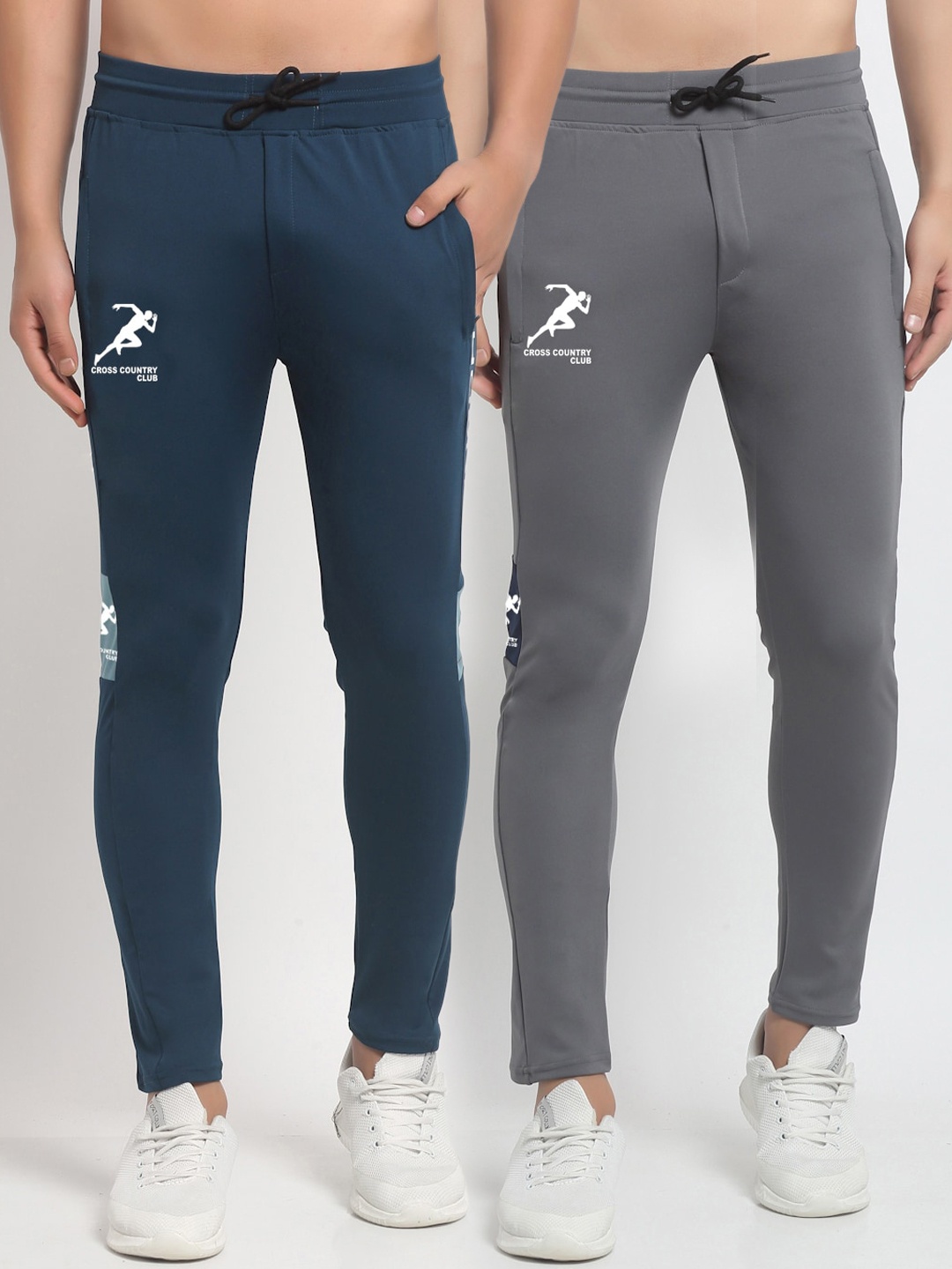 

GRACIT Men Pack Of 2 Solid Dry Fit Four Way lycra Track Pants, Grey