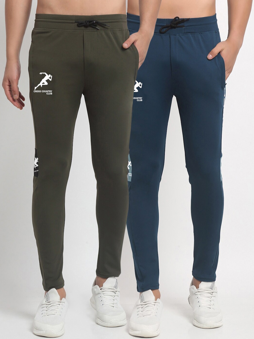 

GRACIT Men Pack Of 2 Solid Dry-Fit Track Pants, Olive
