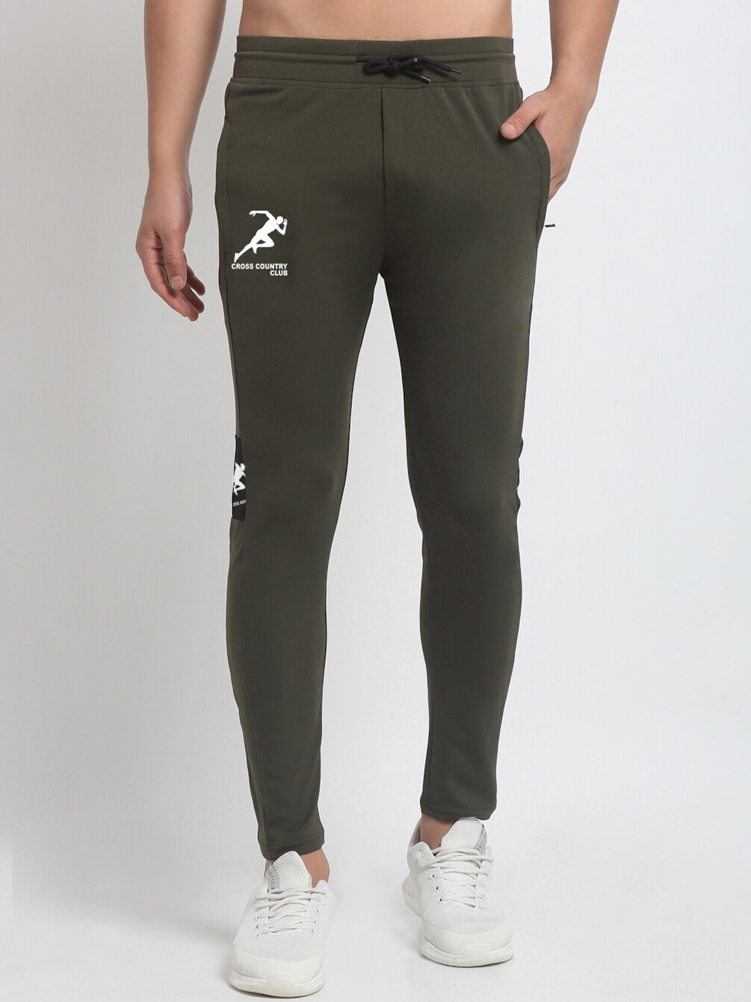 

GRACIT Men Olive Green Solid Slim-Fit Track Pants