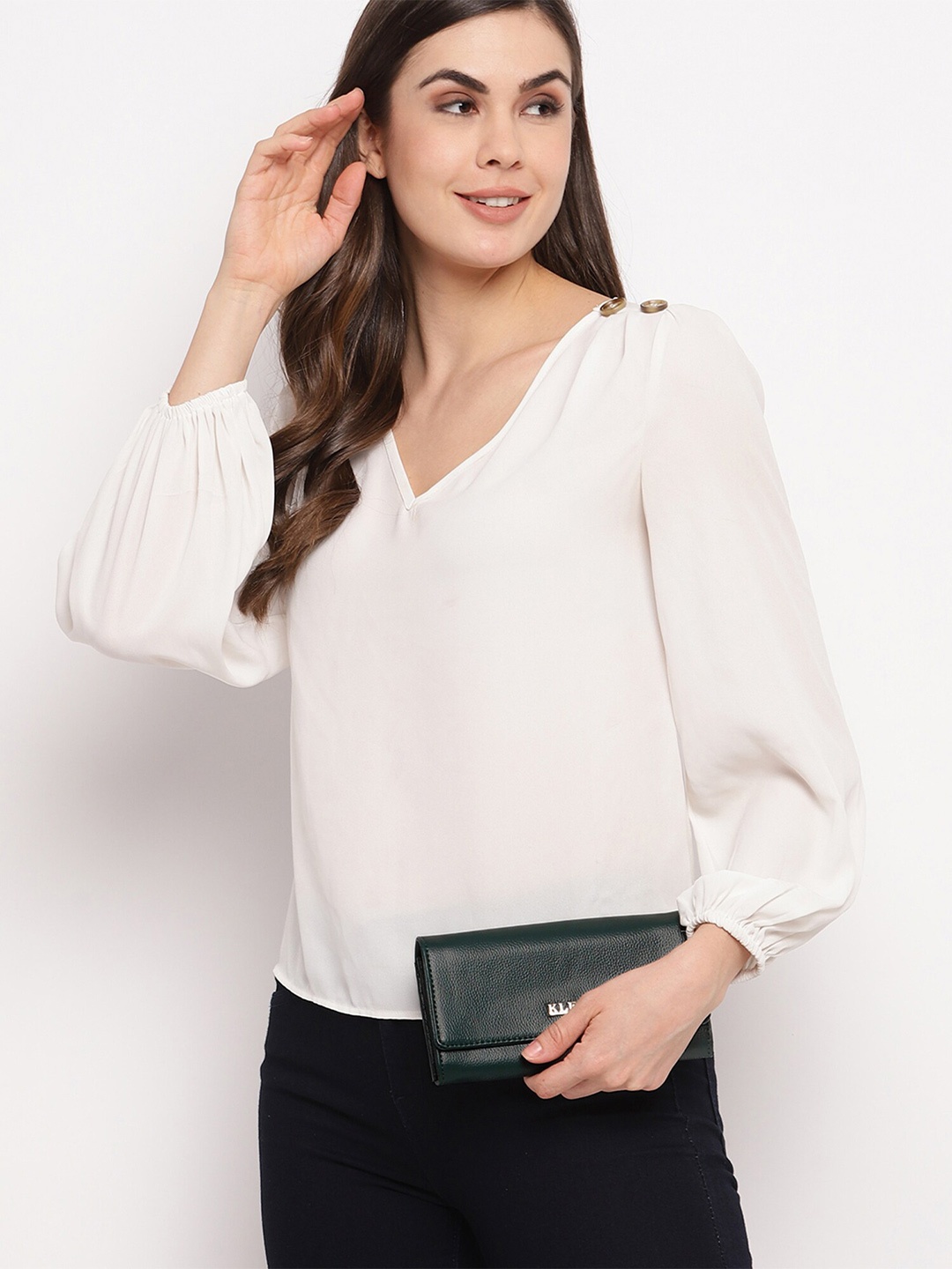 

KLEIO Women Three Fold Wallet, Green