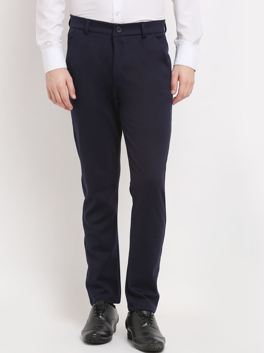 

JAINISH Men Navy Blue Solid Smart Tapered Fit Chinos