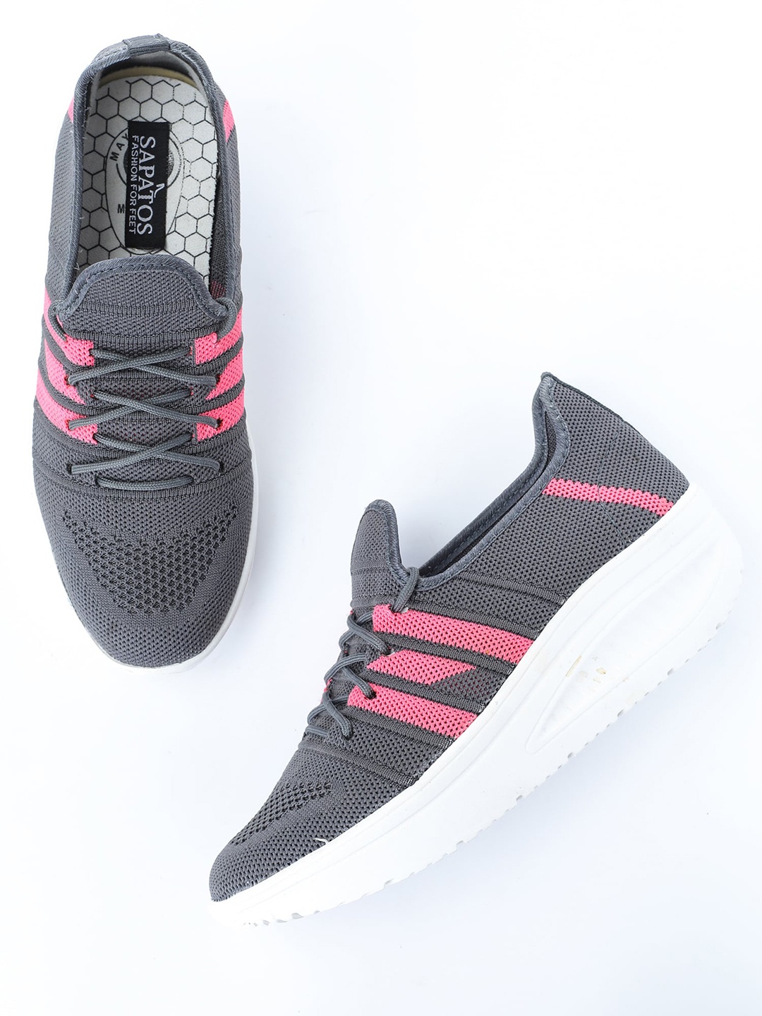 

SAPATOS Women Grey Woven Design Slip-On Sneakers